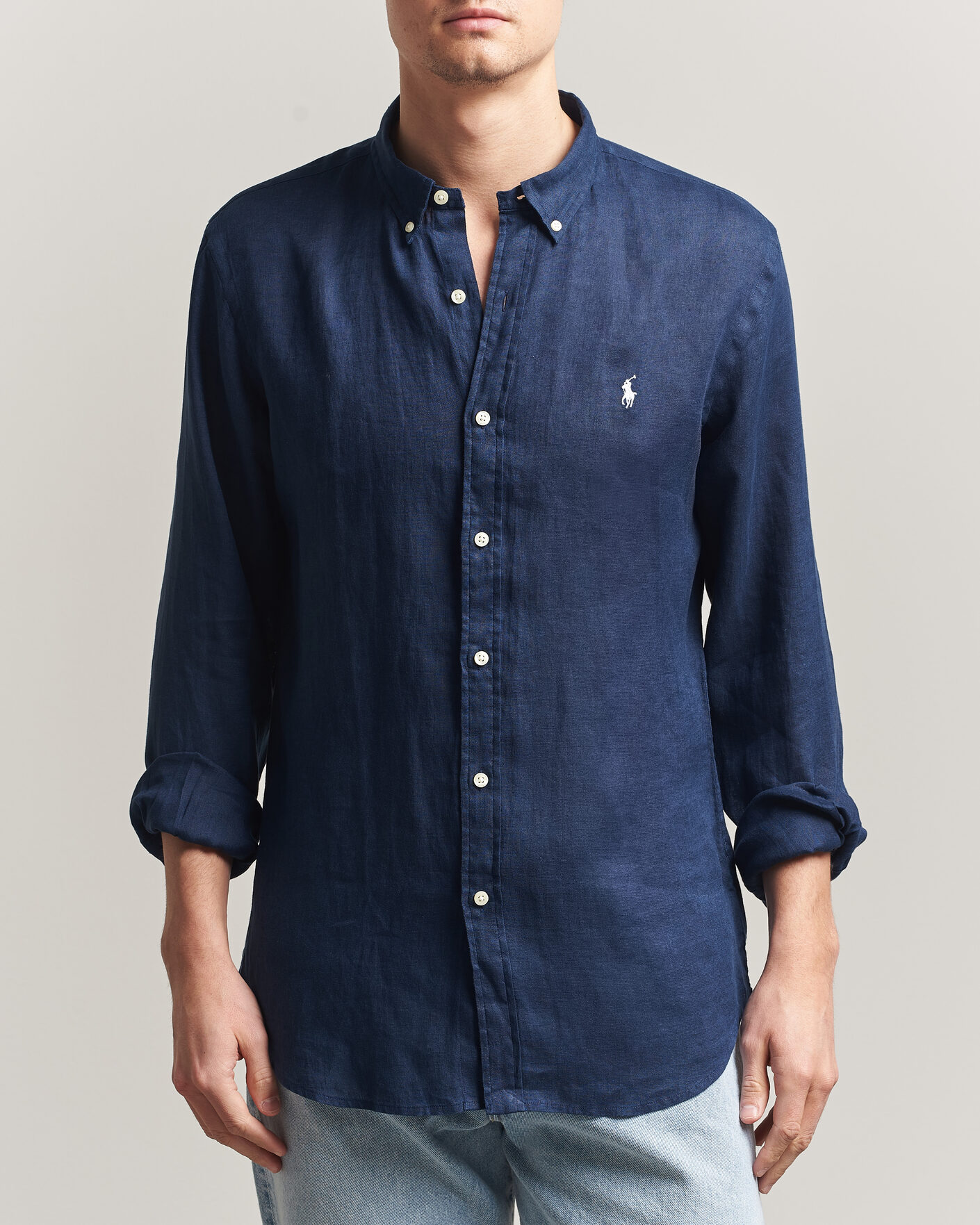 Herr | Skjortor | Polo Ralph Lauren | Slim Fit Linen Shirt Newport Navy