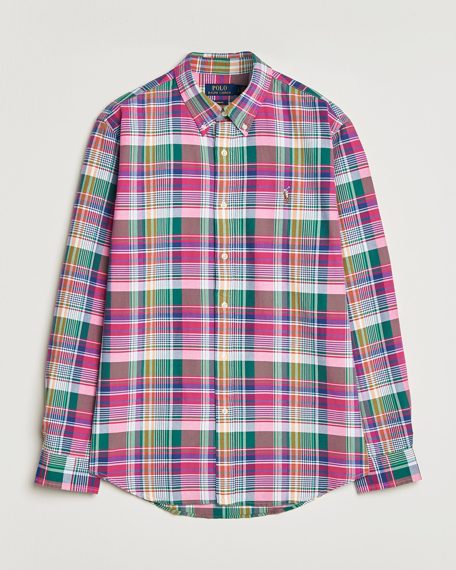 Herr | Skjortor | Polo Ralph Lauren | Custom Fit Checked Oxford Shirt Pink/Blue Multi