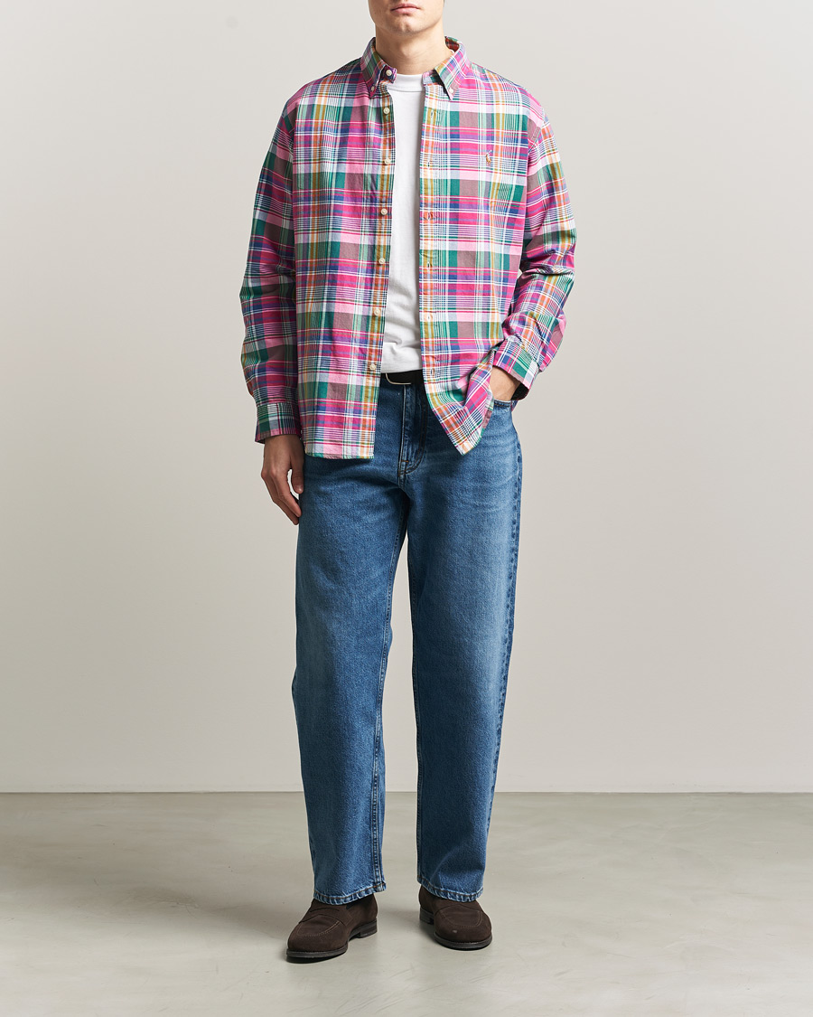 Herr | Skjortor | Polo Ralph Lauren | Custom Fit Checked Oxford Shirt Pink/Blue Multi