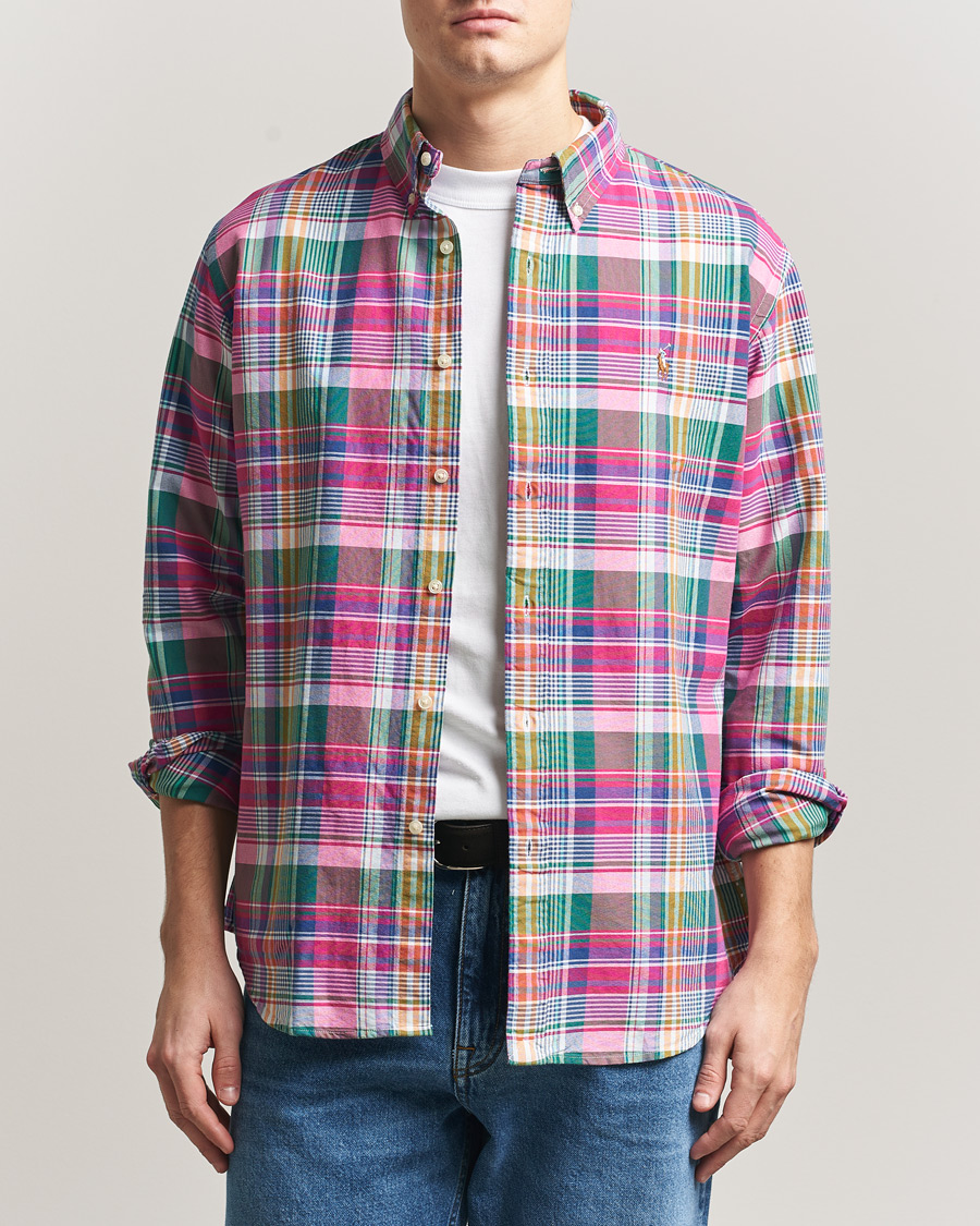 Herr | Skjortor | Polo Ralph Lauren | Custom Fit Checked Oxford Shirt Pink/Blue Multi