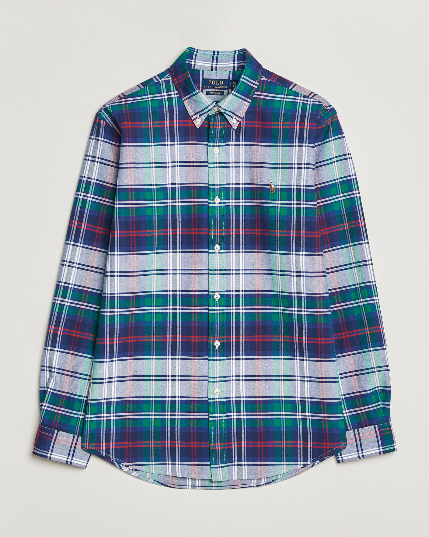 Herr | Skjortor | Polo Ralph Lauren | Custom Fit Checked Oxford Shirt Green/Blue Multi