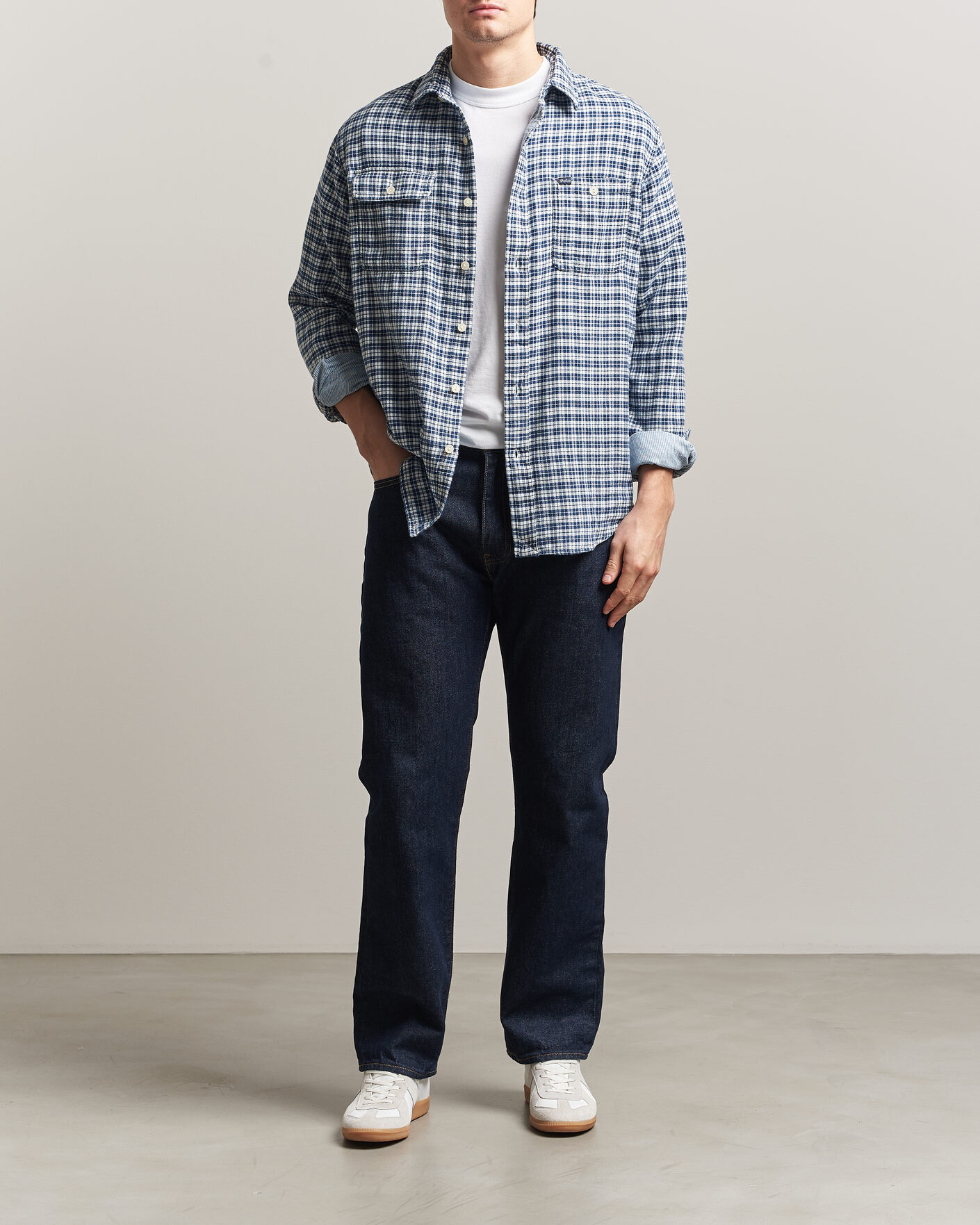 Herr | Skjortor | Polo Ralph Lauren | Double Faced Oxford Shirt Dark Indigo Cream