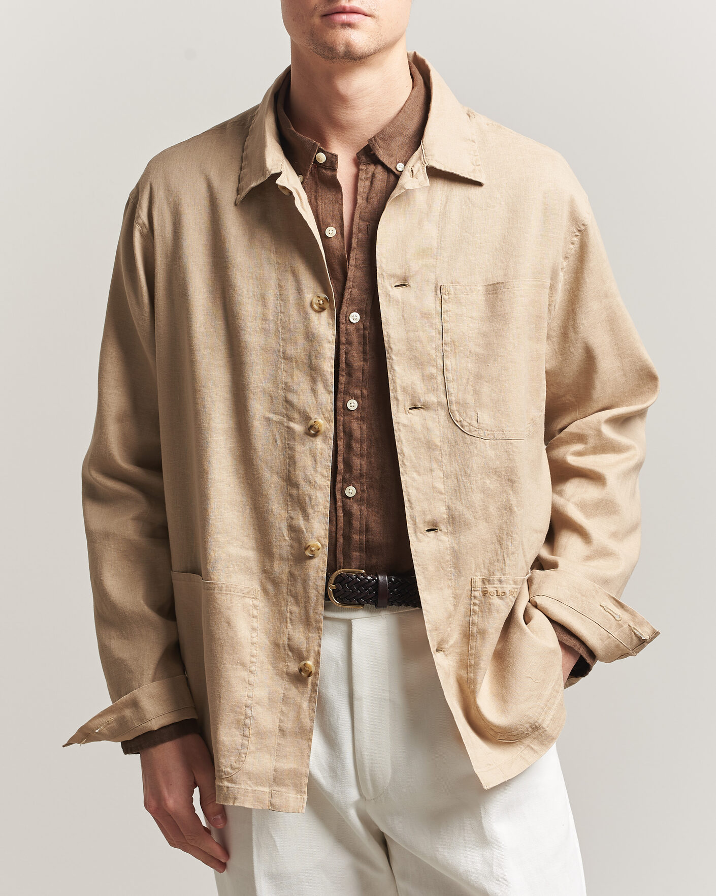 Herr | Skjortor | Polo Ralph Lauren | Stretch Linen Overshirt Coastal Beige