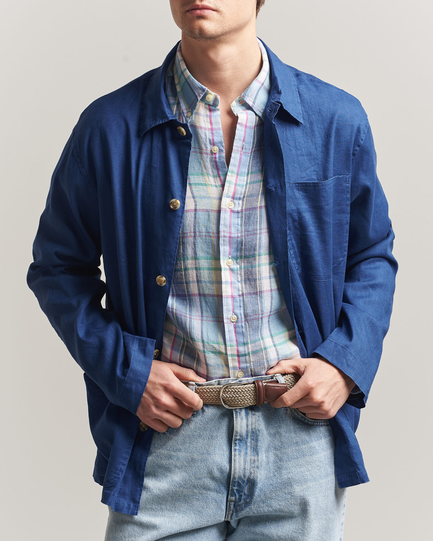 Herr | Skjortor | Polo Ralph Lauren | Stretch Linen Overshirt Annapolis Blue