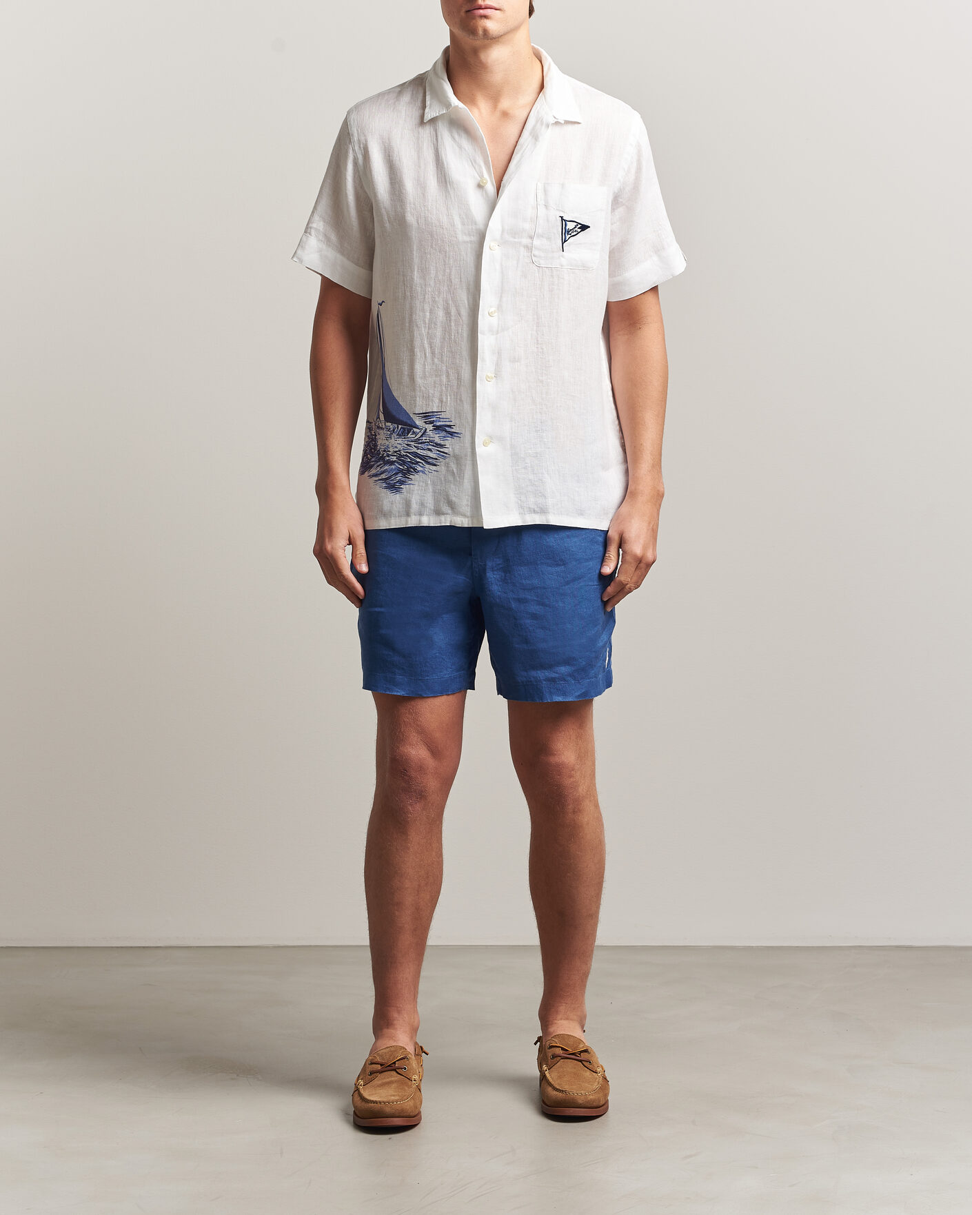 Herr | Shorts | Polo Ralph Lauren | Dyed Linen Shorts Dusty Azure