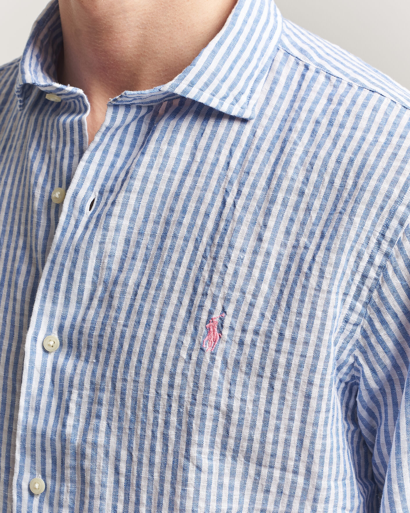 Herr | Skjortor | Polo Ralph Lauren | Cotton/Linen Seersucker Shirt Blue/White