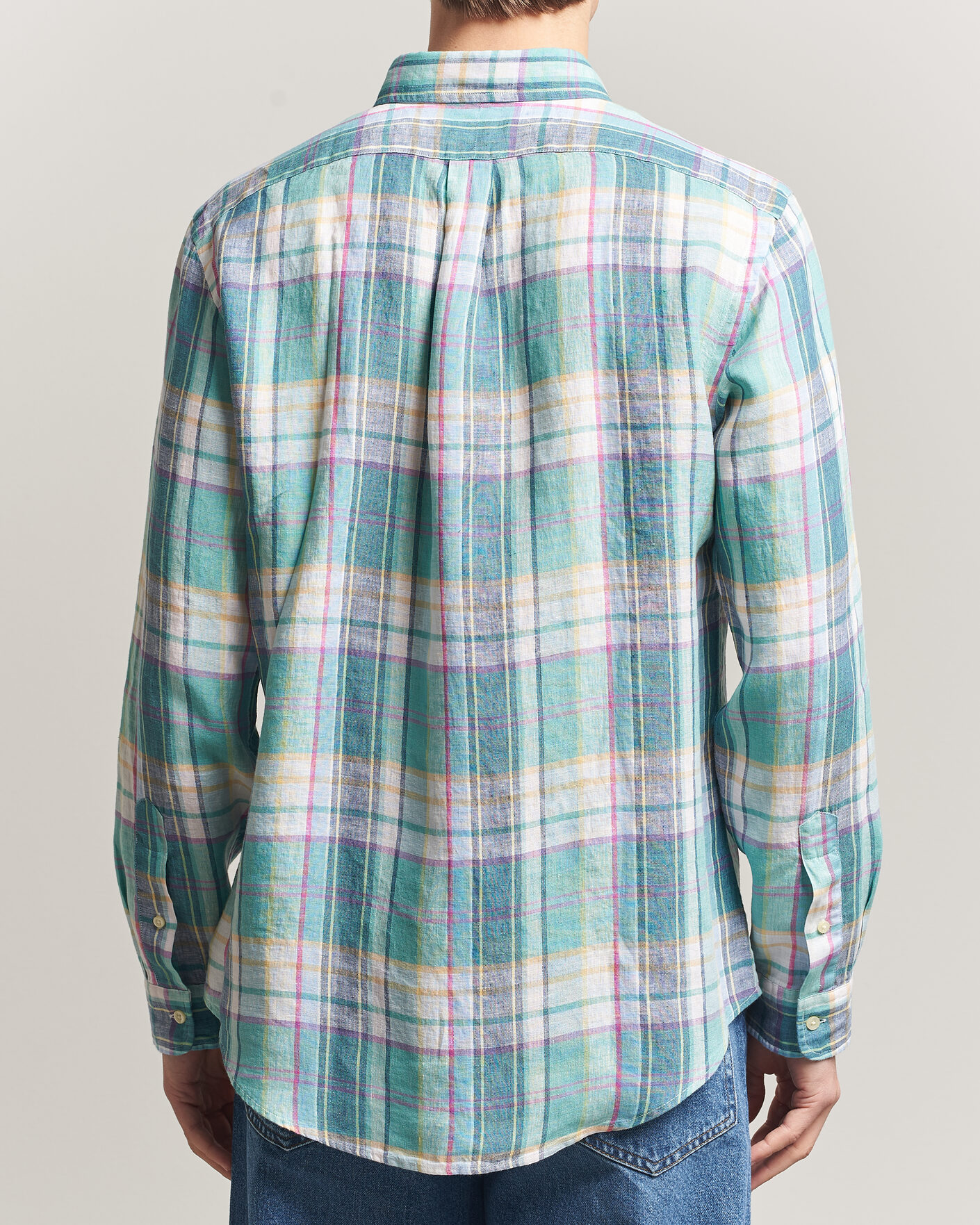 Herr | Skjortor | Polo Ralph Lauren | Custom Fit Check Linen Shirt Green/Blue/White