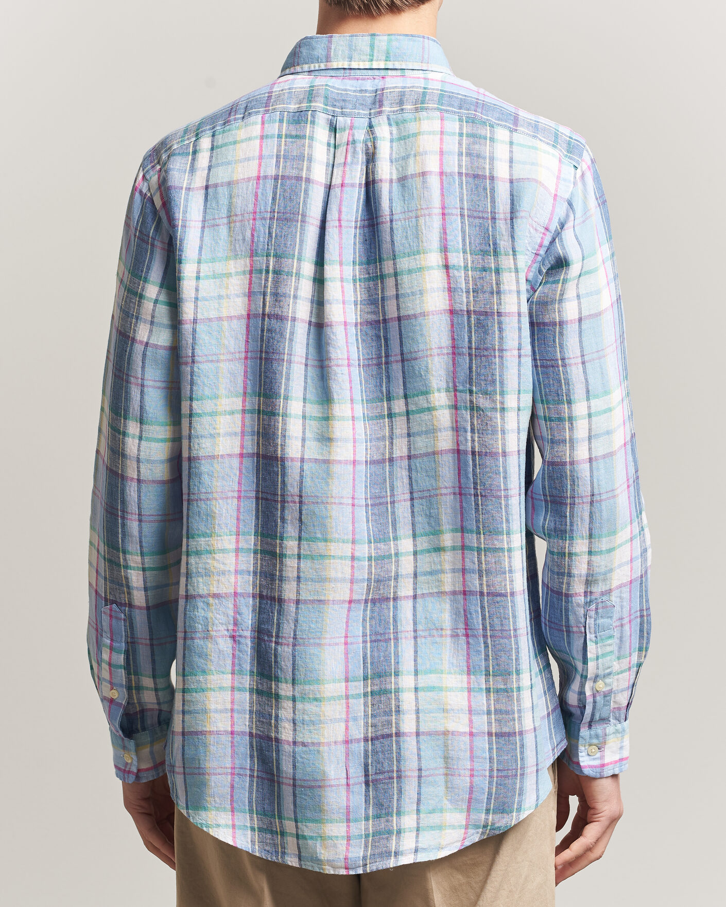 Herr | Skjortor | Polo Ralph Lauren | Custom Fit Check Linen Shirt Blue/White