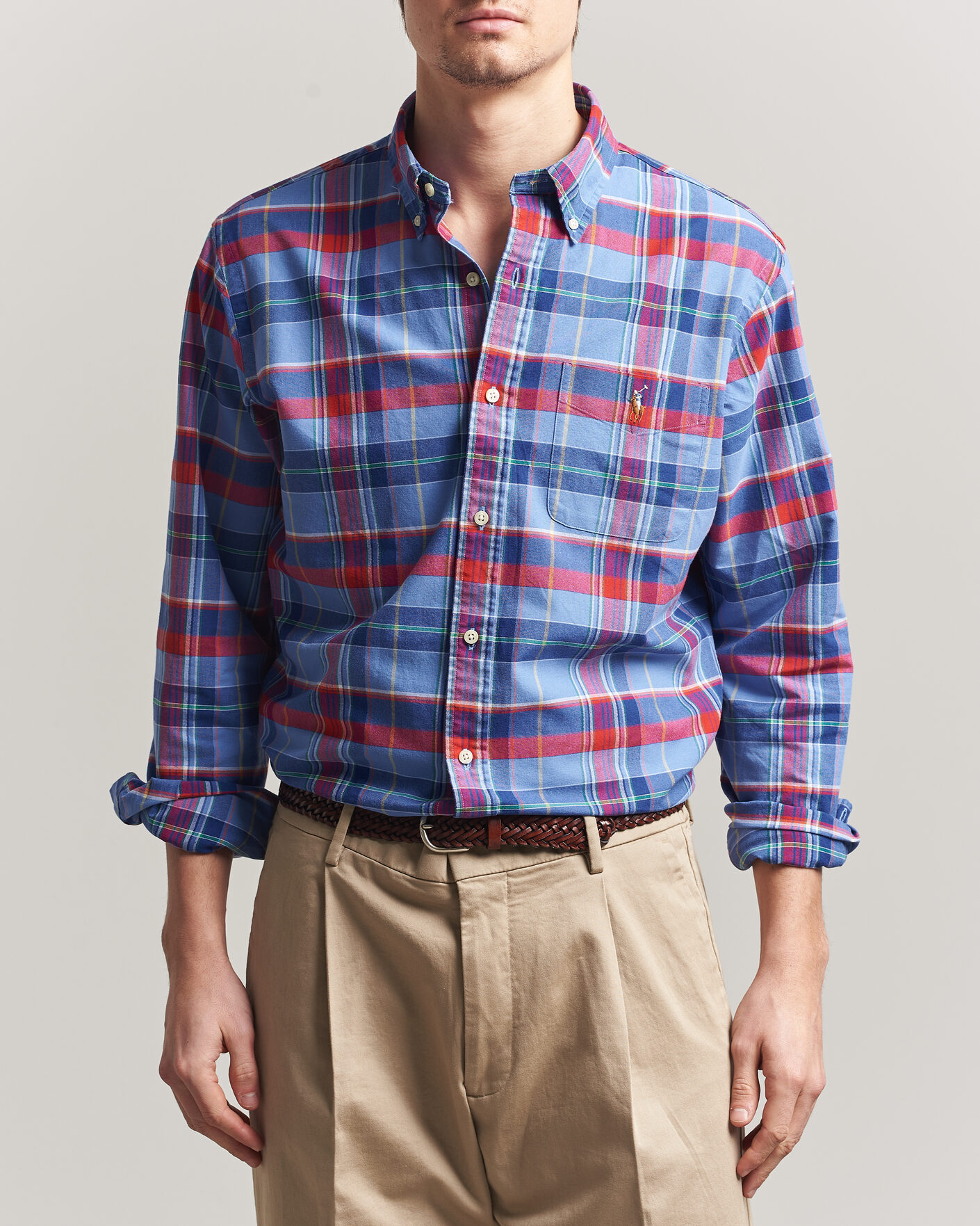 Herr | Skjortor | Polo Ralph Lauren | Custom Fit Check Oxford Shirt Blue Multi