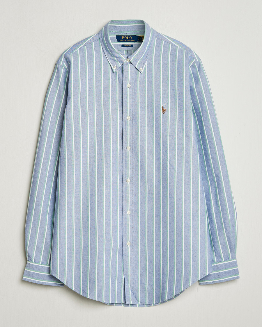 Herr | Skjortor | Polo Ralph Lauren | Custom Fit Striped Oxford Shirt Navy/Green/Multi