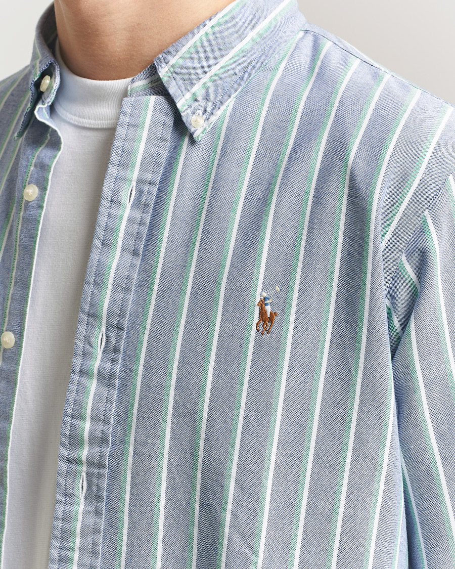 Herr | Skjortor | Polo Ralph Lauren | Custom Fit Striped Oxford Shirt Navy/Green/Multi