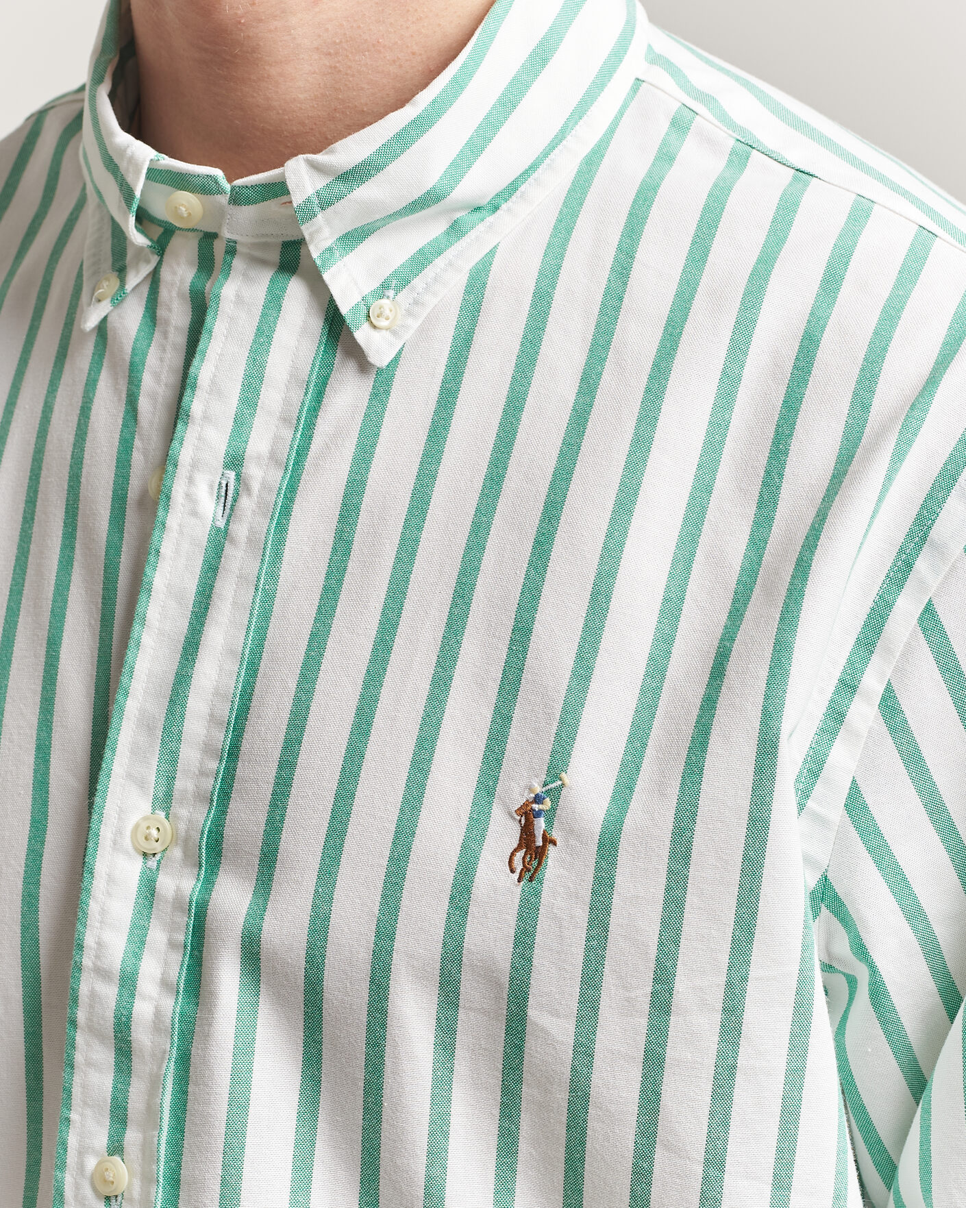 Herr | Skjortor | Polo Ralph Lauren | Custom Fit Striped Oxford Shirt Green
