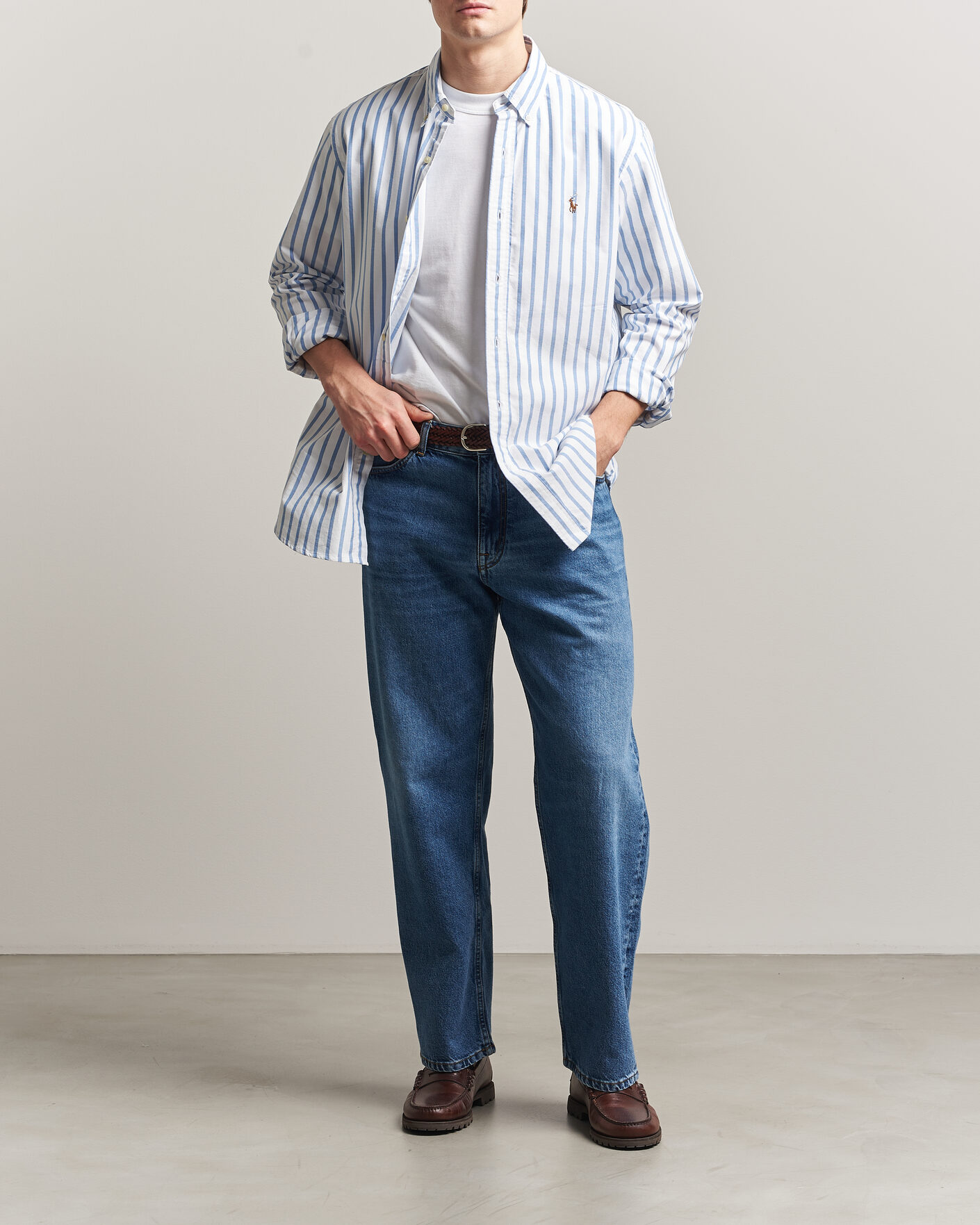 Herr | Skjortor | Polo Ralph Lauren | Custom Fit Striped Oxford Shirt Blue