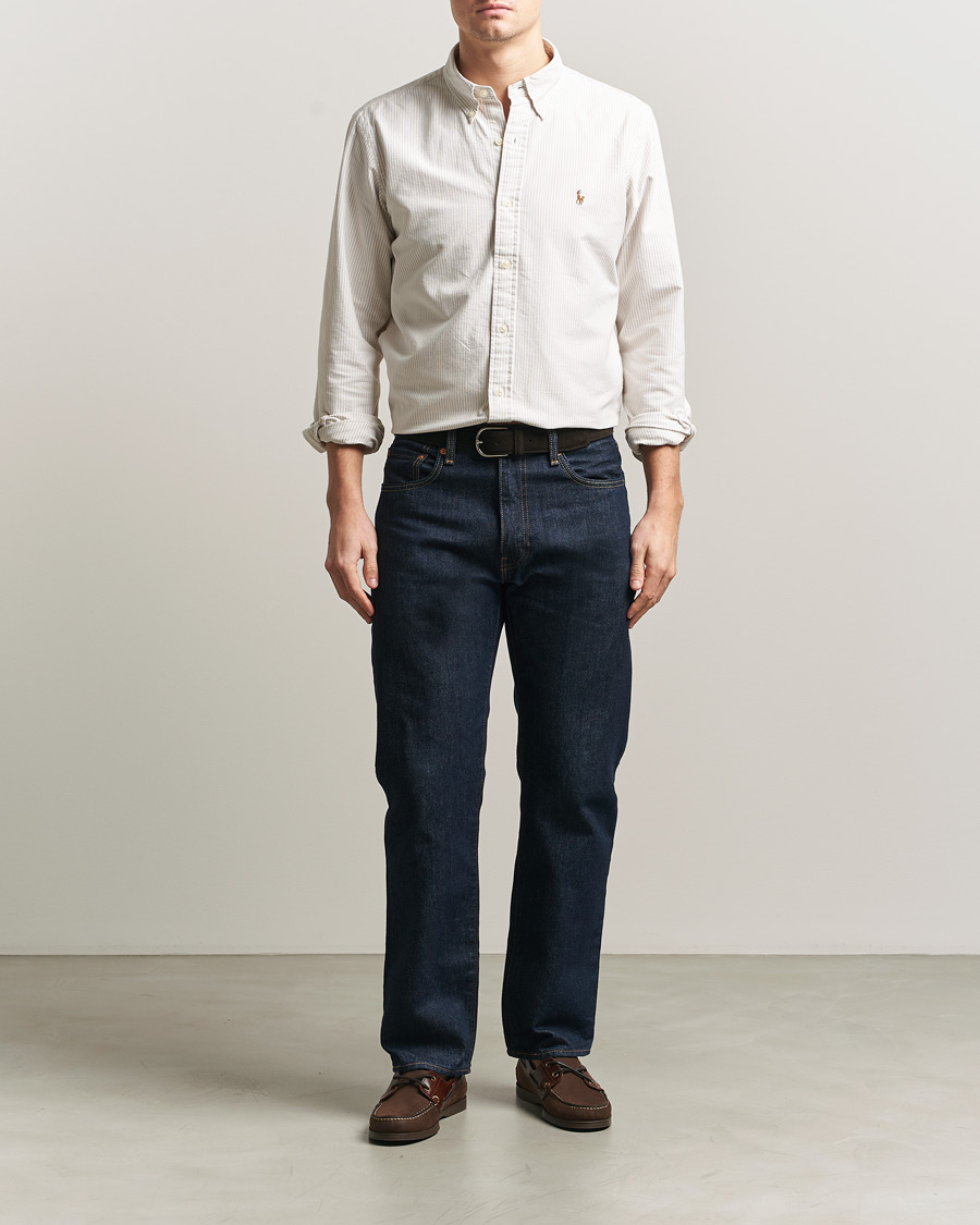 Herr | Skjortor | Polo Ralph Lauren | Custom Fit Micro Striped Oxford Shirt Beige