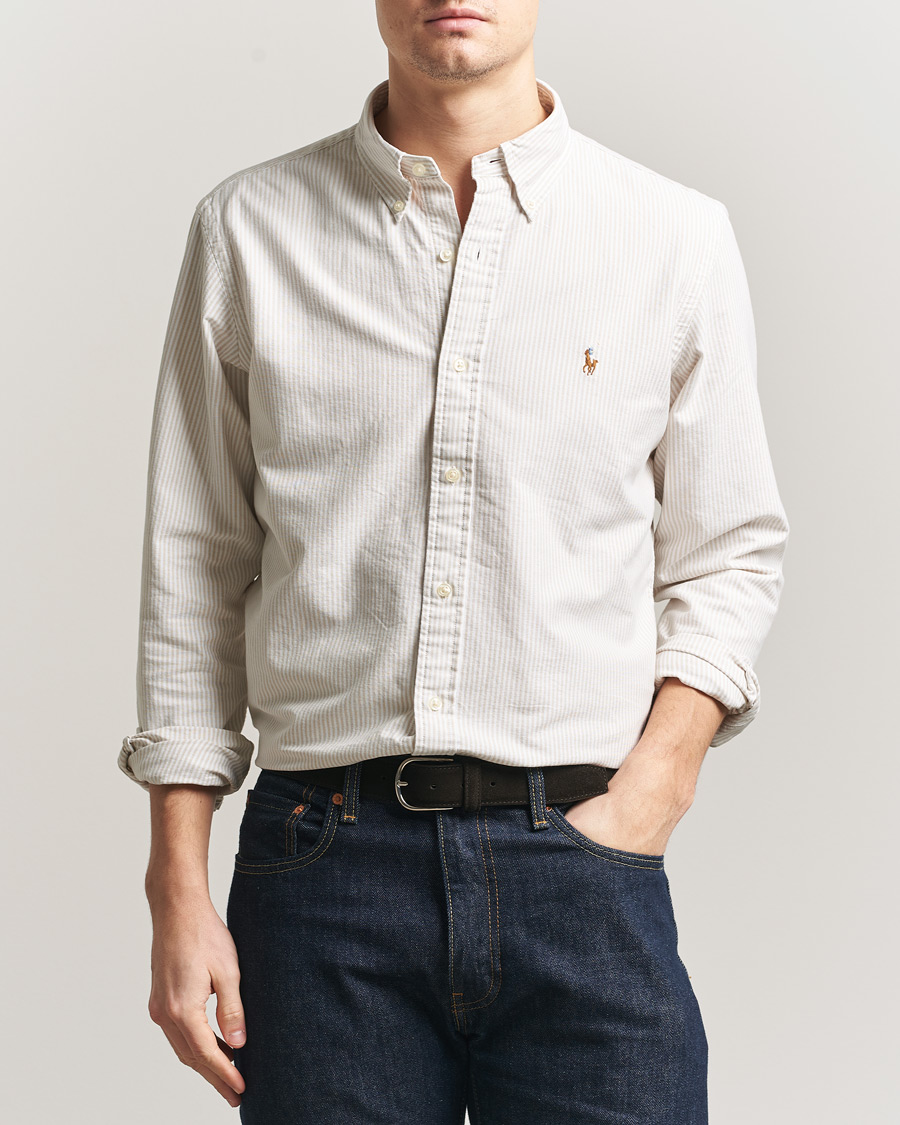 Herr | Skjortor | Polo Ralph Lauren | Custom Fit Micro Striped Oxford Shirt Beige