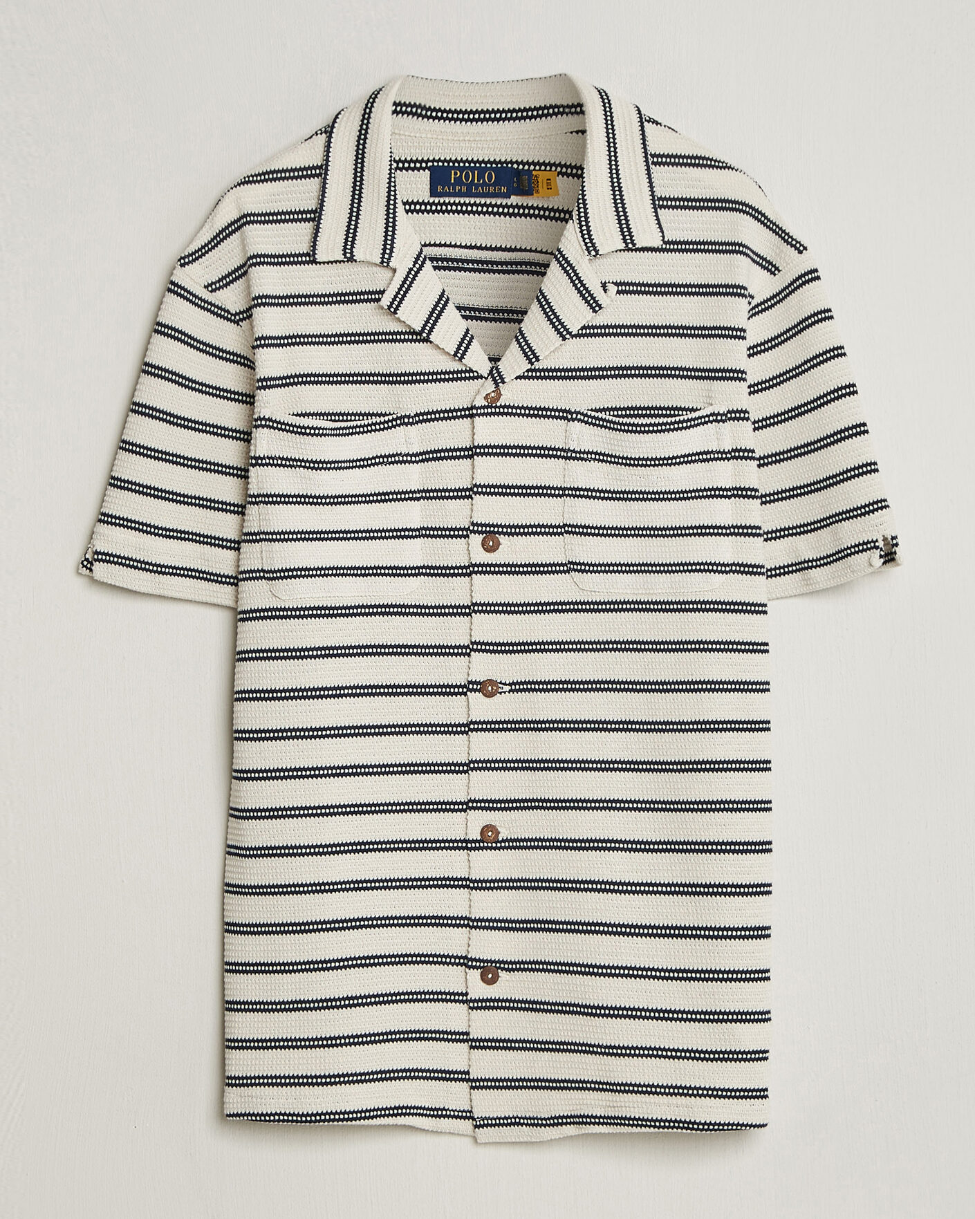 Herr | Skjortor | Polo Ralph Lauren | Knitted Camp Shirt Pale Cream/Newport Navy