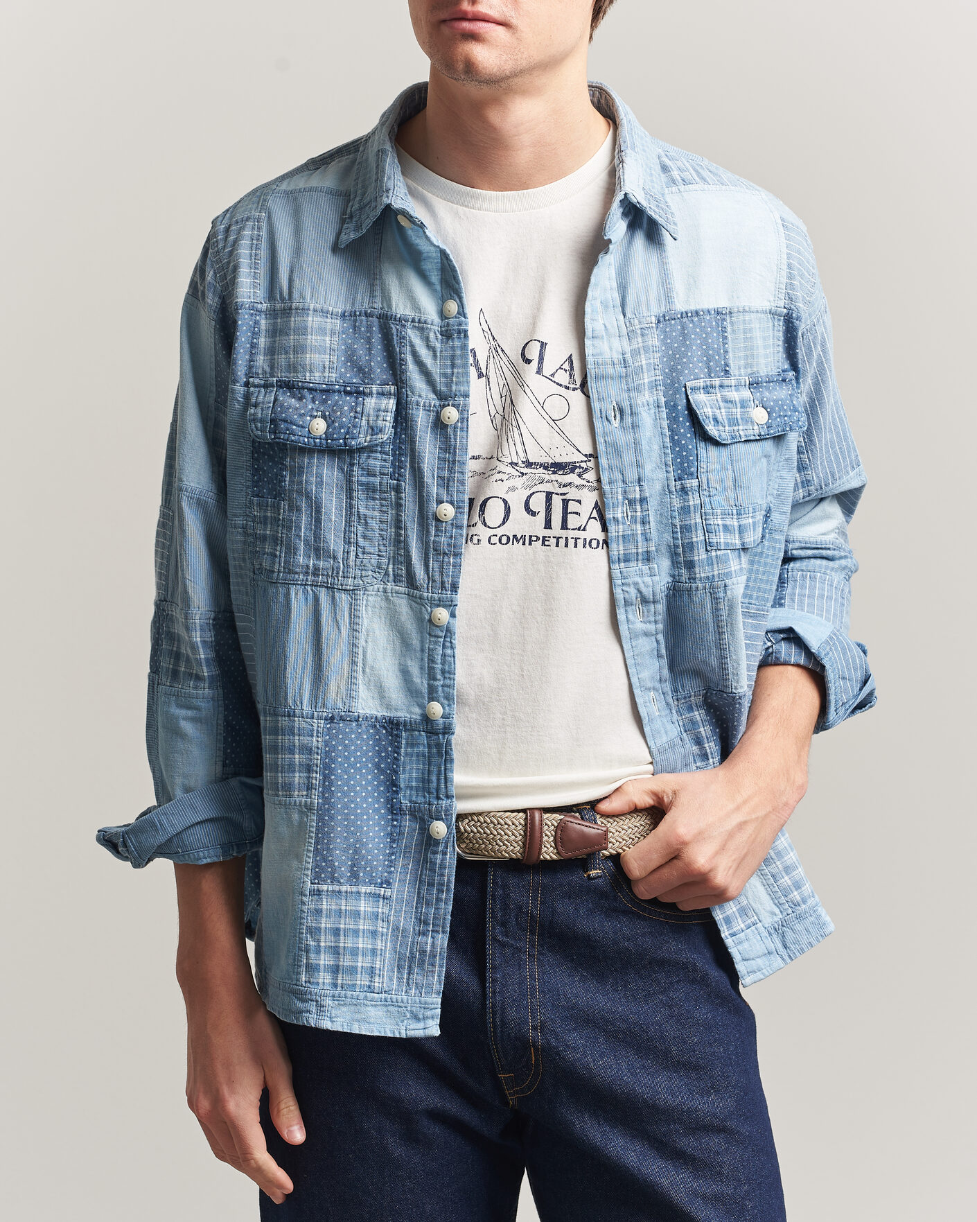 Herr | Skjortor | Polo Ralph Lauren | Indigo Patchwork Shirt Blue