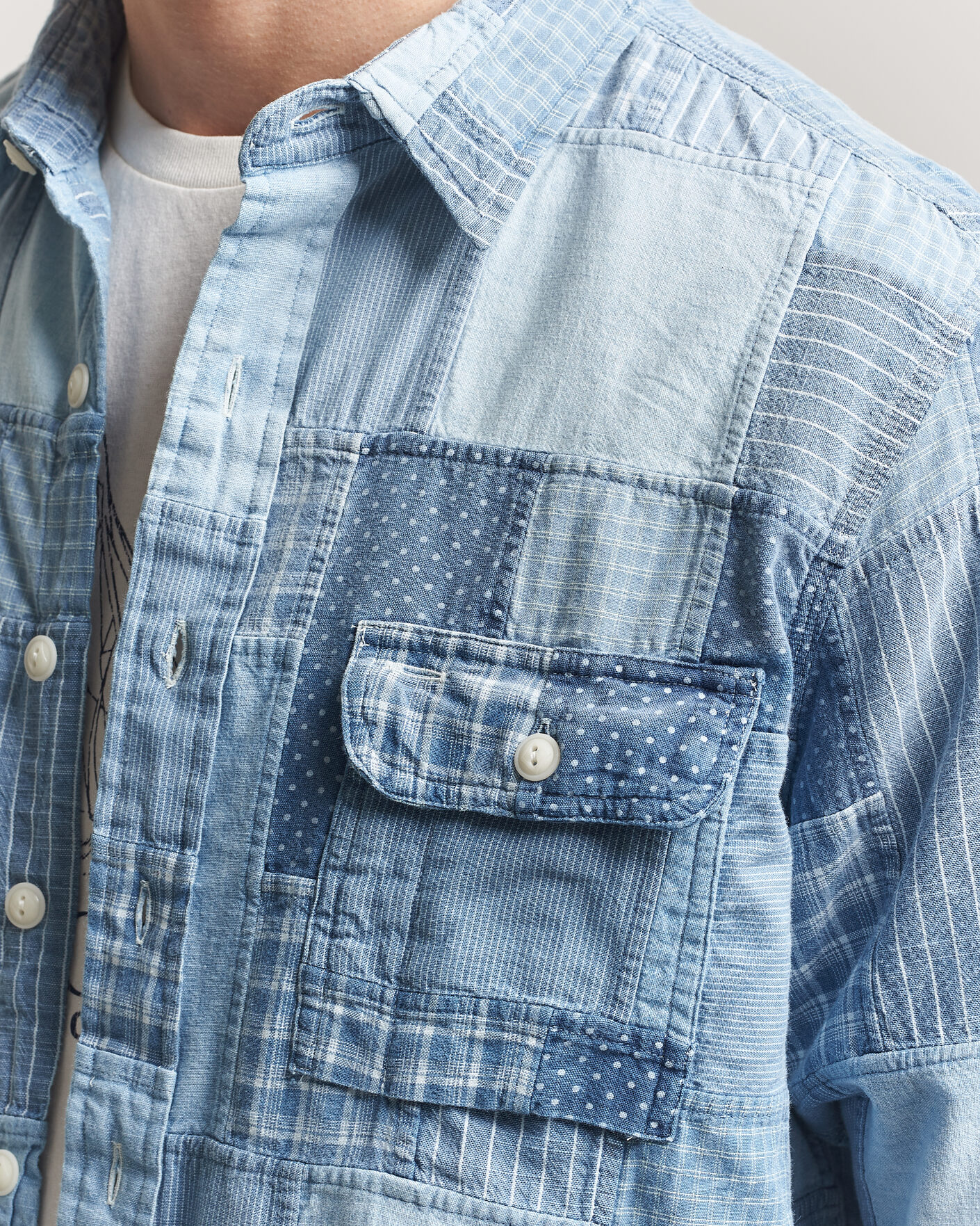 Herr | Skjortor | Polo Ralph Lauren | Indigo Patchwork Shirt Blue