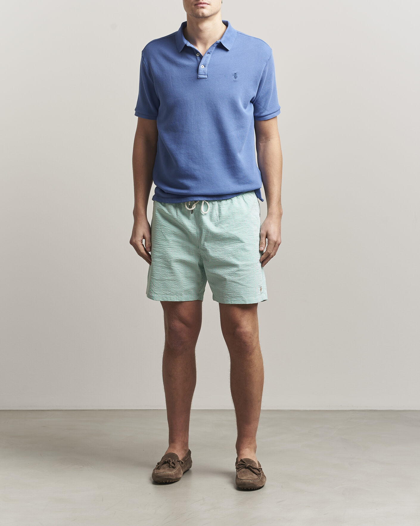Herr | Badbyxor | Polo Ralph Lauren | Traveler Mid Trunk Seersucker Green
