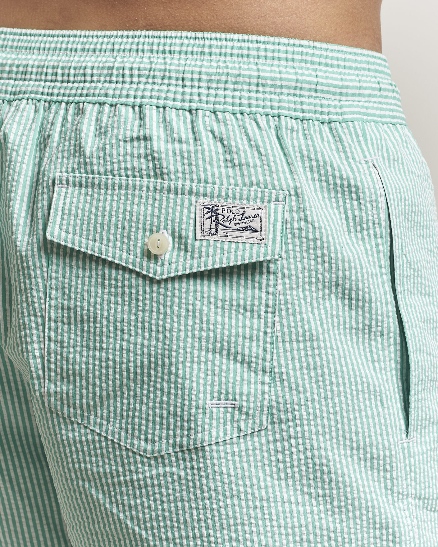 Herr | Badbyxor | Polo Ralph Lauren | Traveler Mid Trunk Seersucker Green