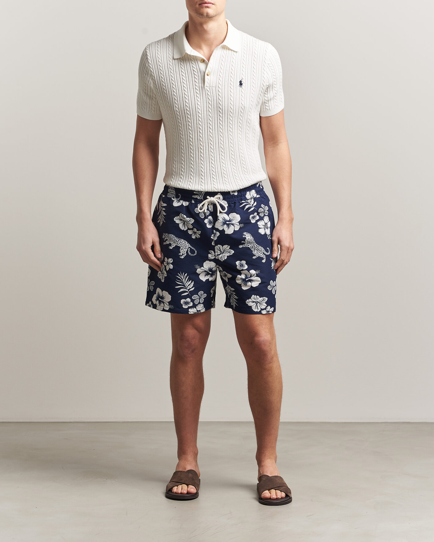 Herr | Badbyxor | Polo Ralph Lauren | Traveler Mid Trunk Seersucker Jaguar Tropical