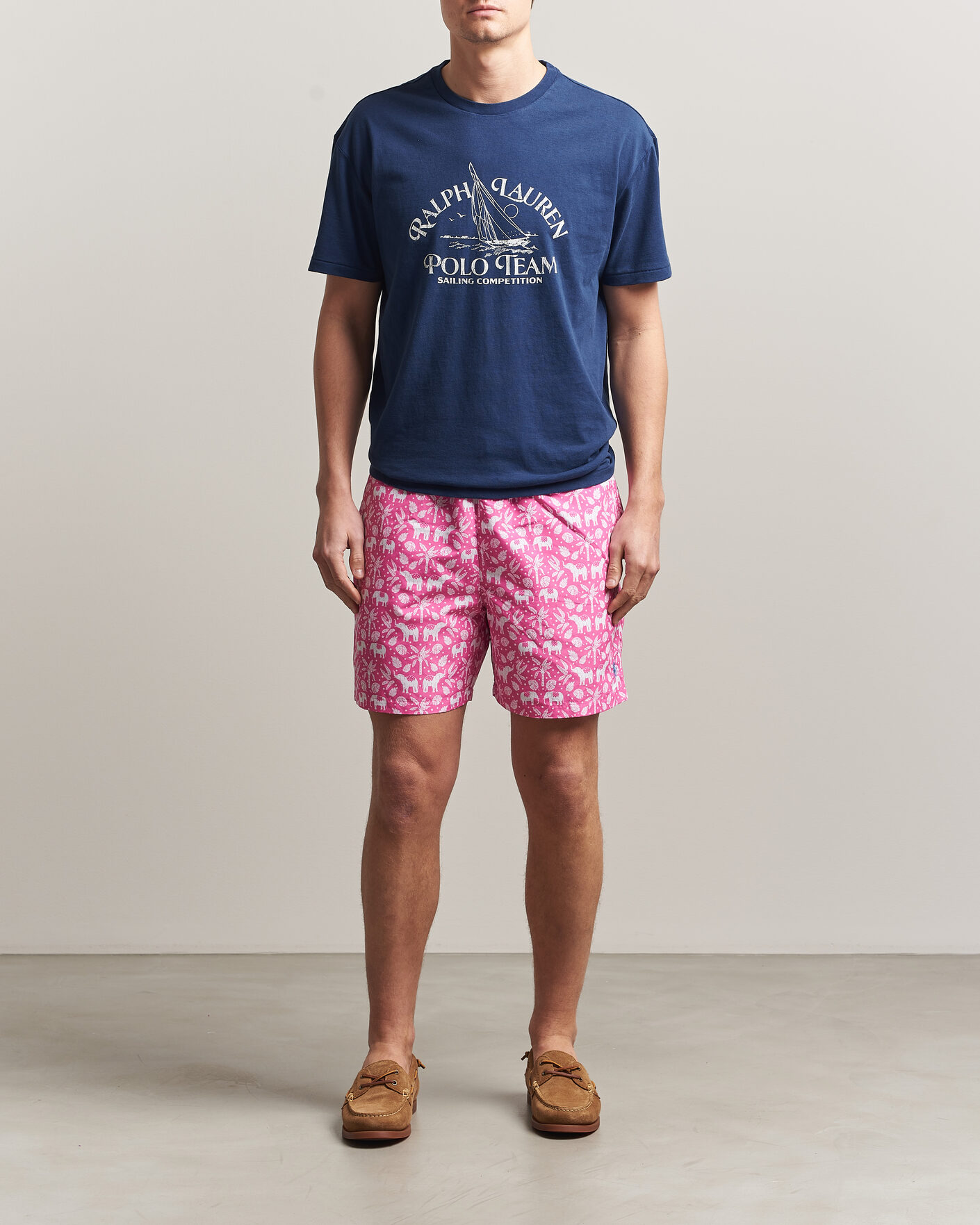 Herr | Badbyxor | Polo Ralph Lauren | Traveler Print Mid Trunk Pink