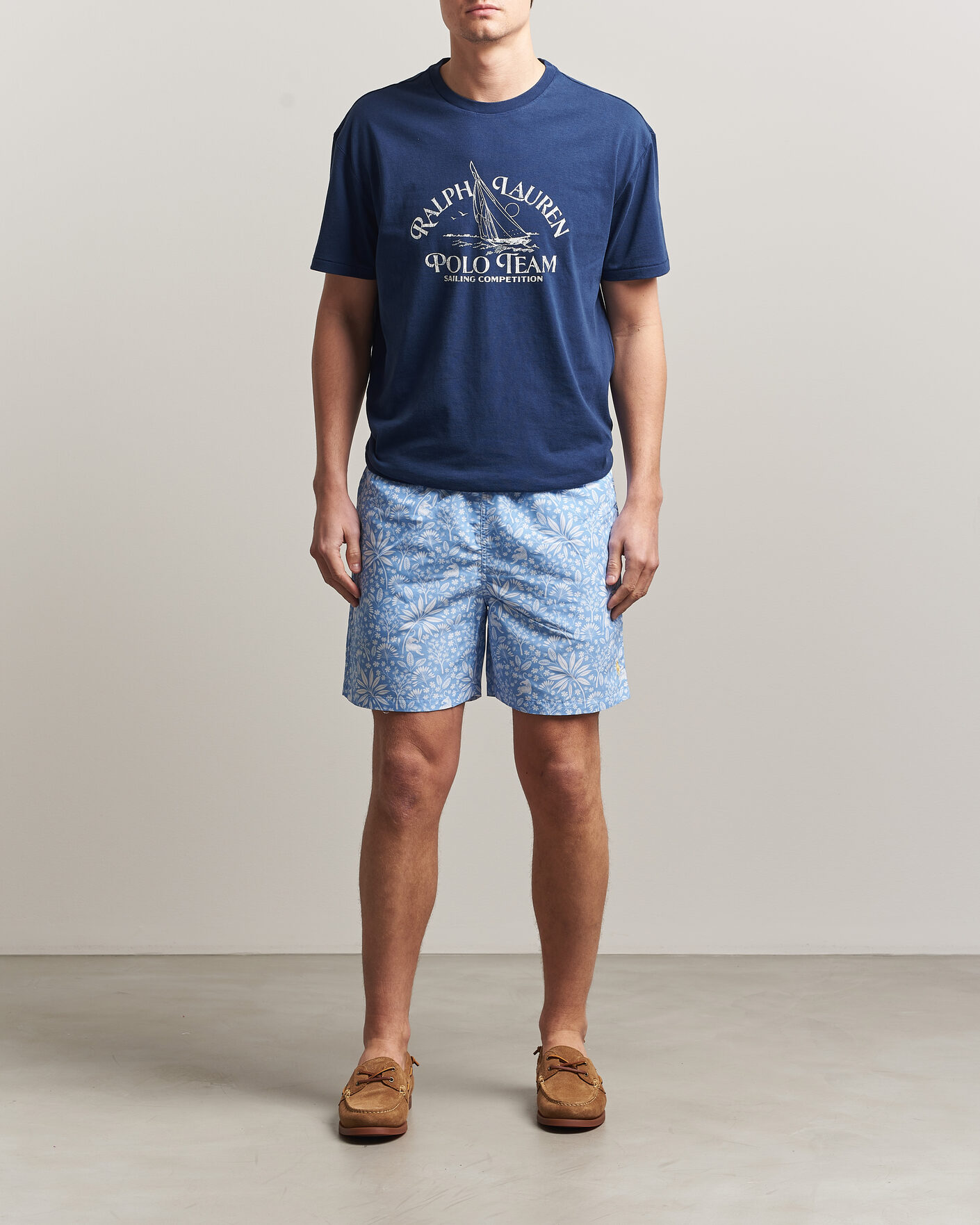 Herr | Badbyxor | Polo Ralph Lauren | Traveler Print Mid Trunk Blue