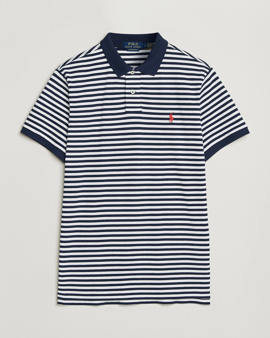 Herr | Pikéer | Polo Ralph Lauren | Custom Slim Fit Striped Polo Navy/White
