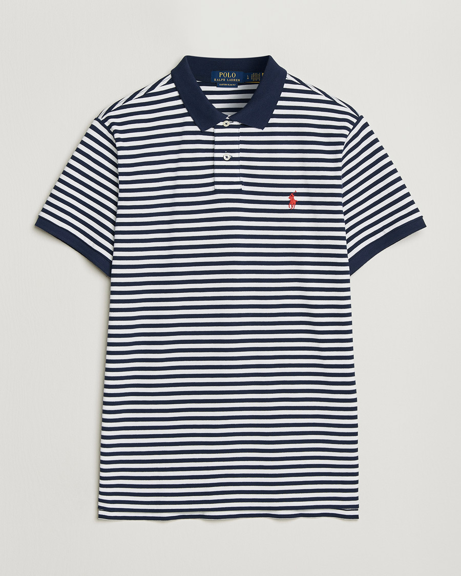 Herr | Pikéer | Polo Ralph Lauren | Custom Slim Fit Striped Polo Navy/White