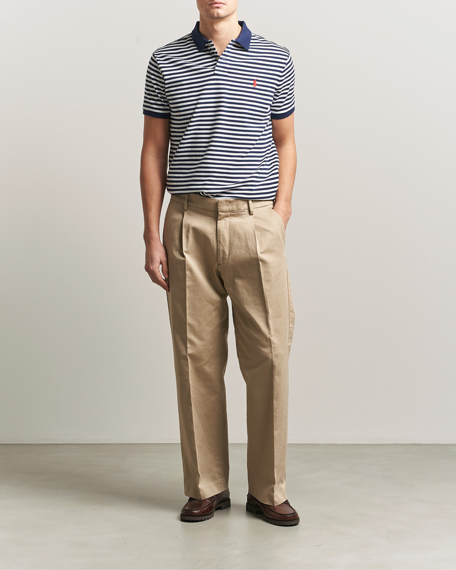 Herr | Pikéer | Polo Ralph Lauren | Custom Slim Fit Striped Polo Navy/White