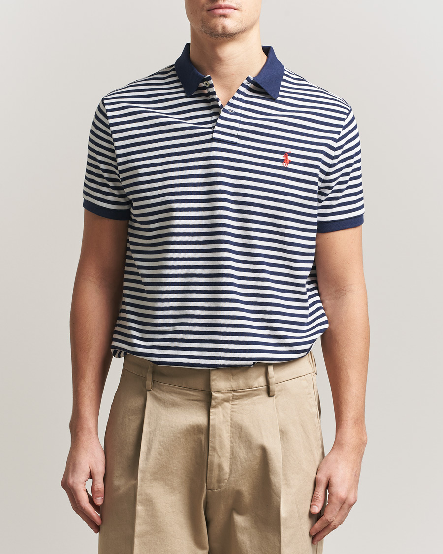 Herr | Pikéer | Polo Ralph Lauren | Custom Slim Fit Striped Polo Navy/White