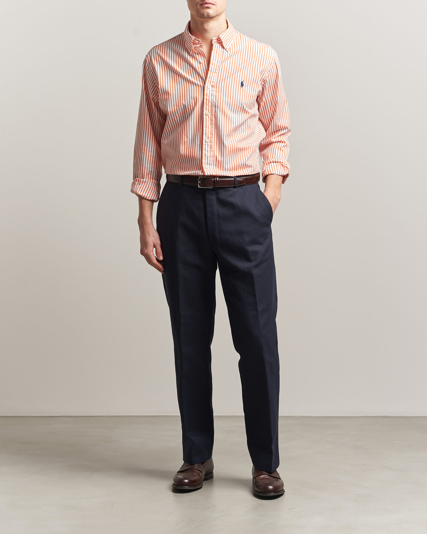 Herr | Skjortor | Polo Ralph Lauren | Custom Fit Poplin Striped Shirt Kona Orange