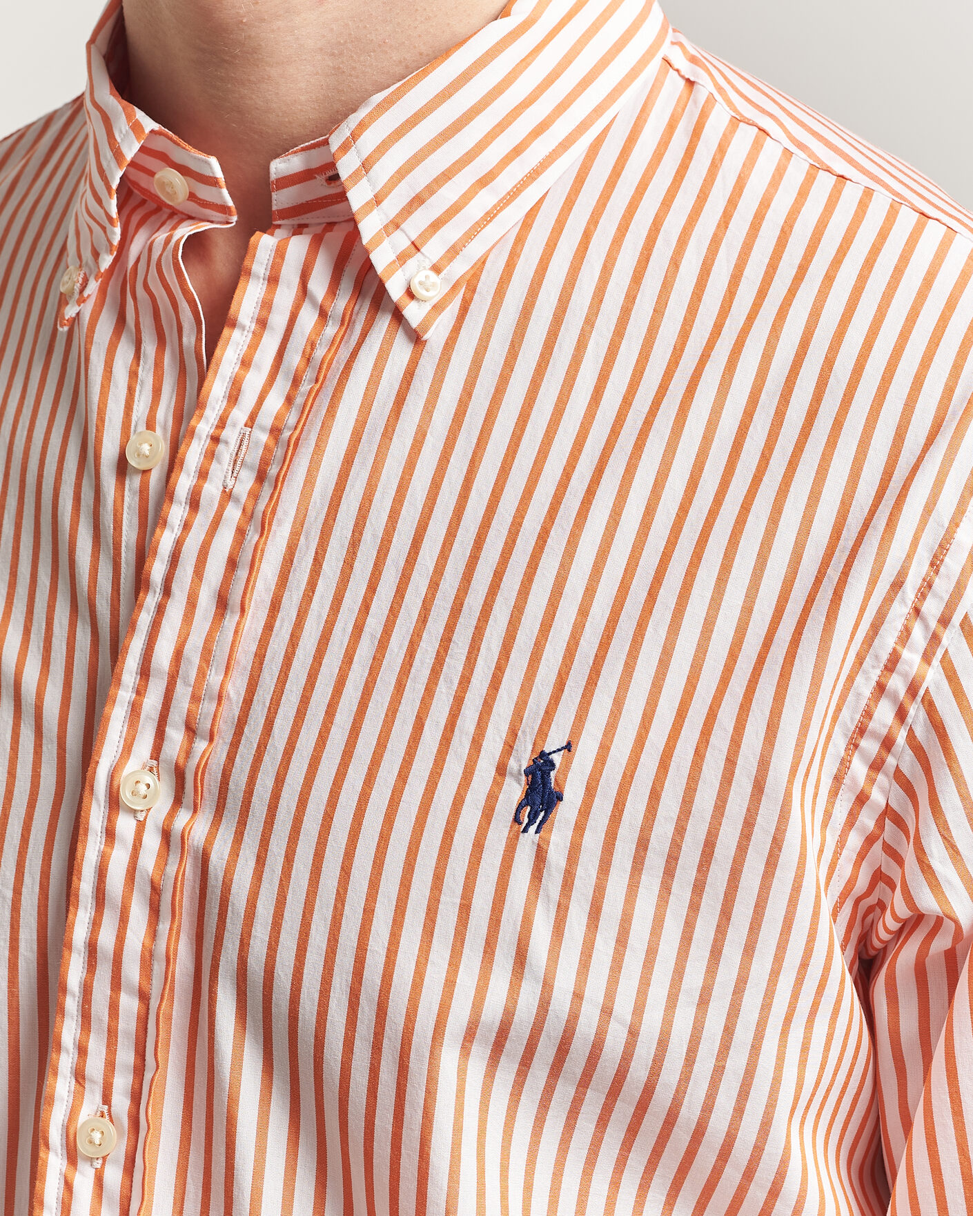 Herr | Skjortor | Polo Ralph Lauren | Custom Fit Poplin Striped Shirt Kona Orange