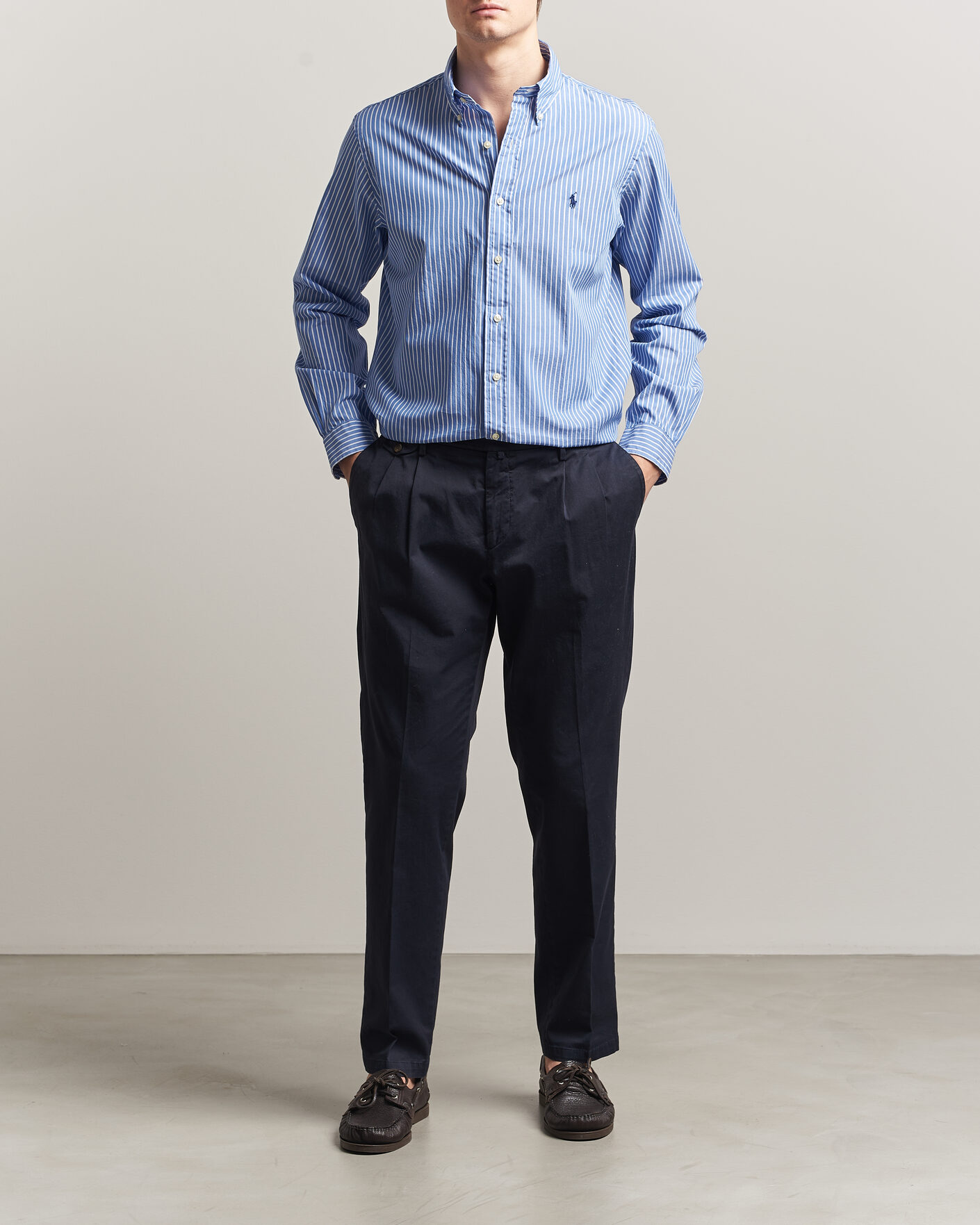 Herr | Skjortor | Polo Ralph Lauren | Custom Fit Poplin Striped Shirt Medium Blue