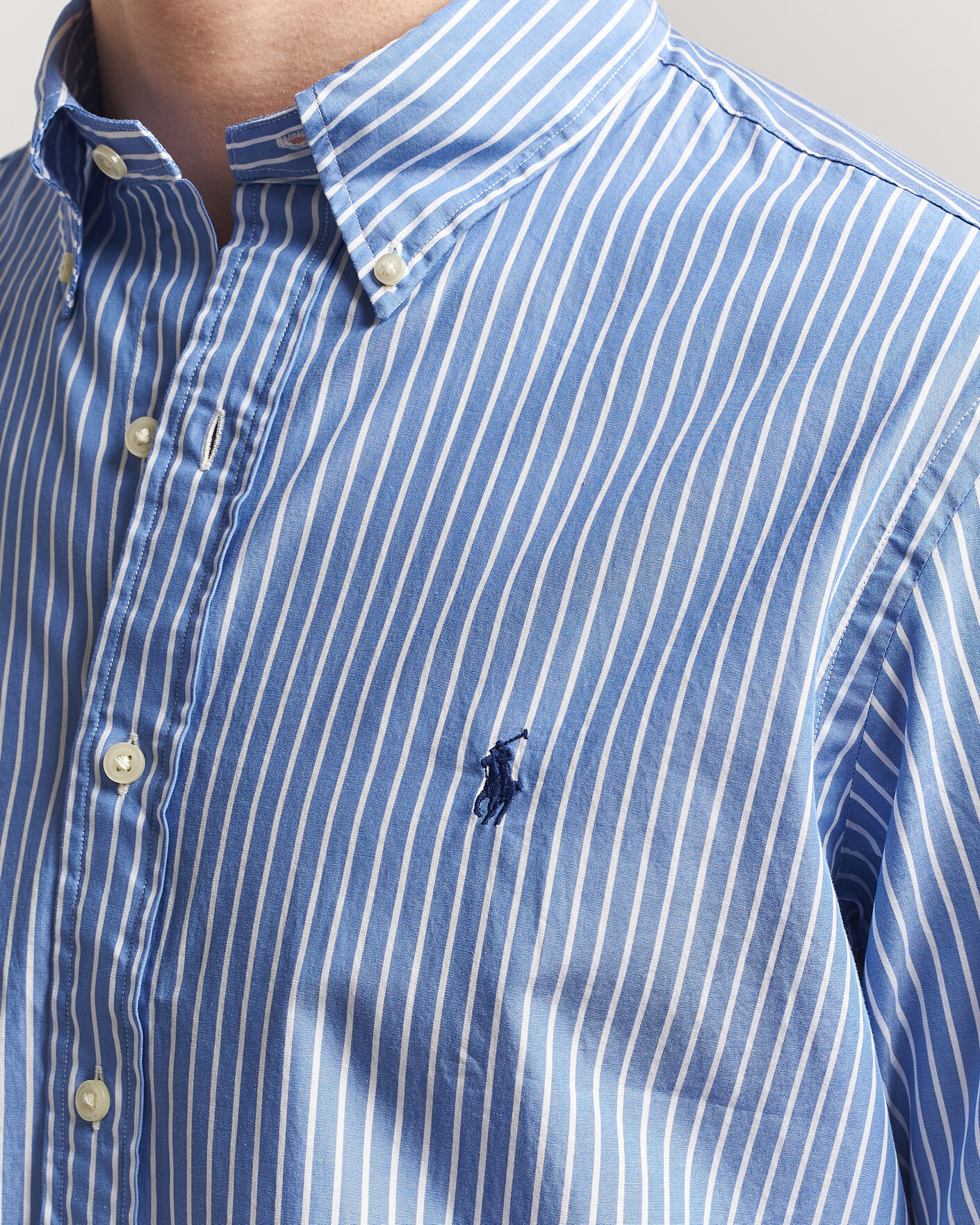 Herr | Skjortor | Polo Ralph Lauren | Custom Fit Poplin Striped Shirt Medium Blue