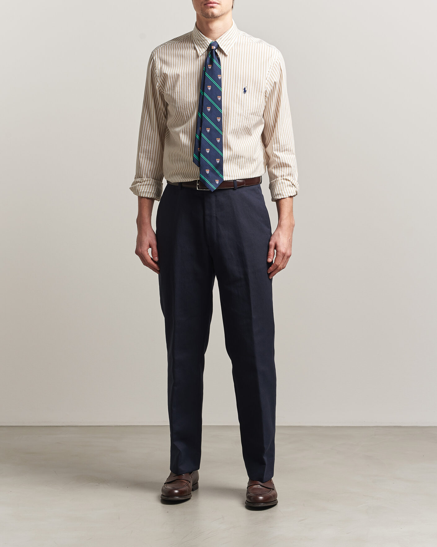 Herr | Skjortor | Polo Ralph Lauren | Custom Fit Poplin Striped Shirt Coastal Beige