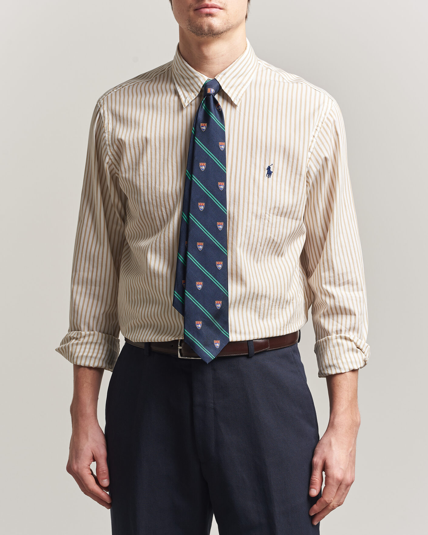 Herr | Skjortor | Polo Ralph Lauren | Custom Fit Poplin Striped Shirt Coastal Beige