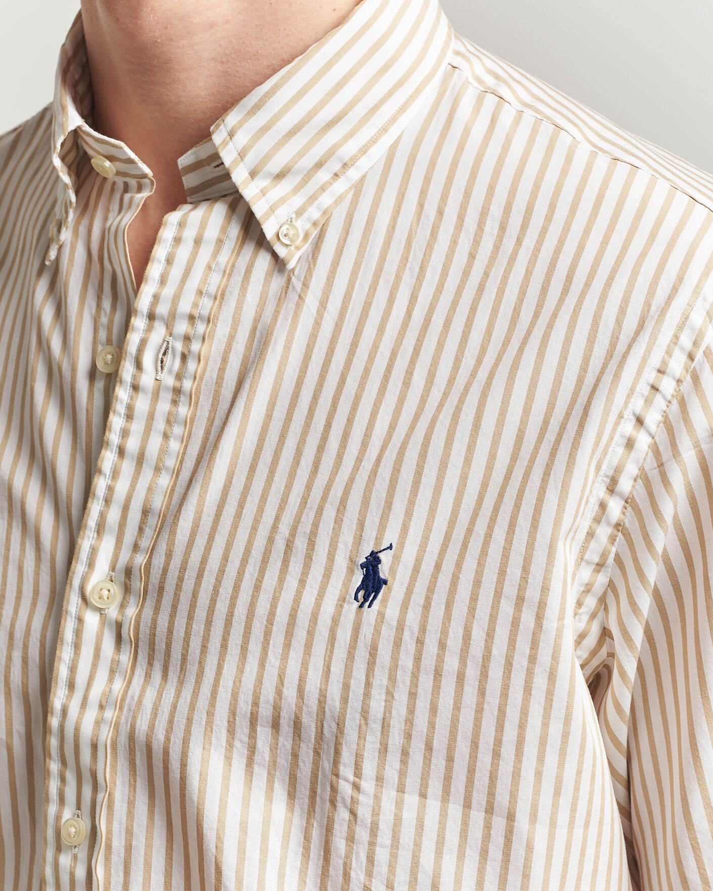 Herr | Skjortor | Polo Ralph Lauren | Custom Fit Poplin Striped Shirt Coastal Beige