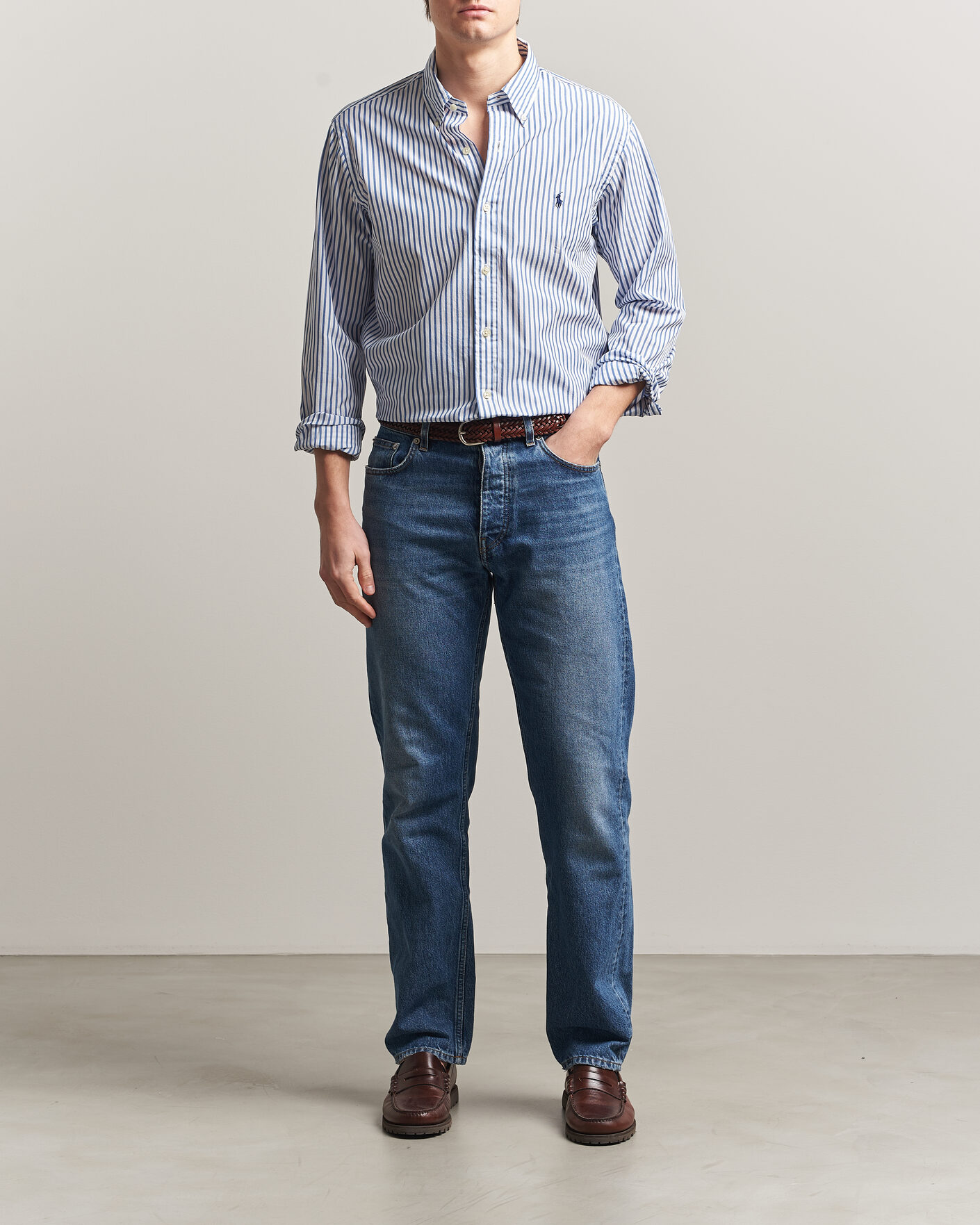 Herr | Skjortor | Polo Ralph Lauren | Custom Fit Poplin Striped Shirt Blue