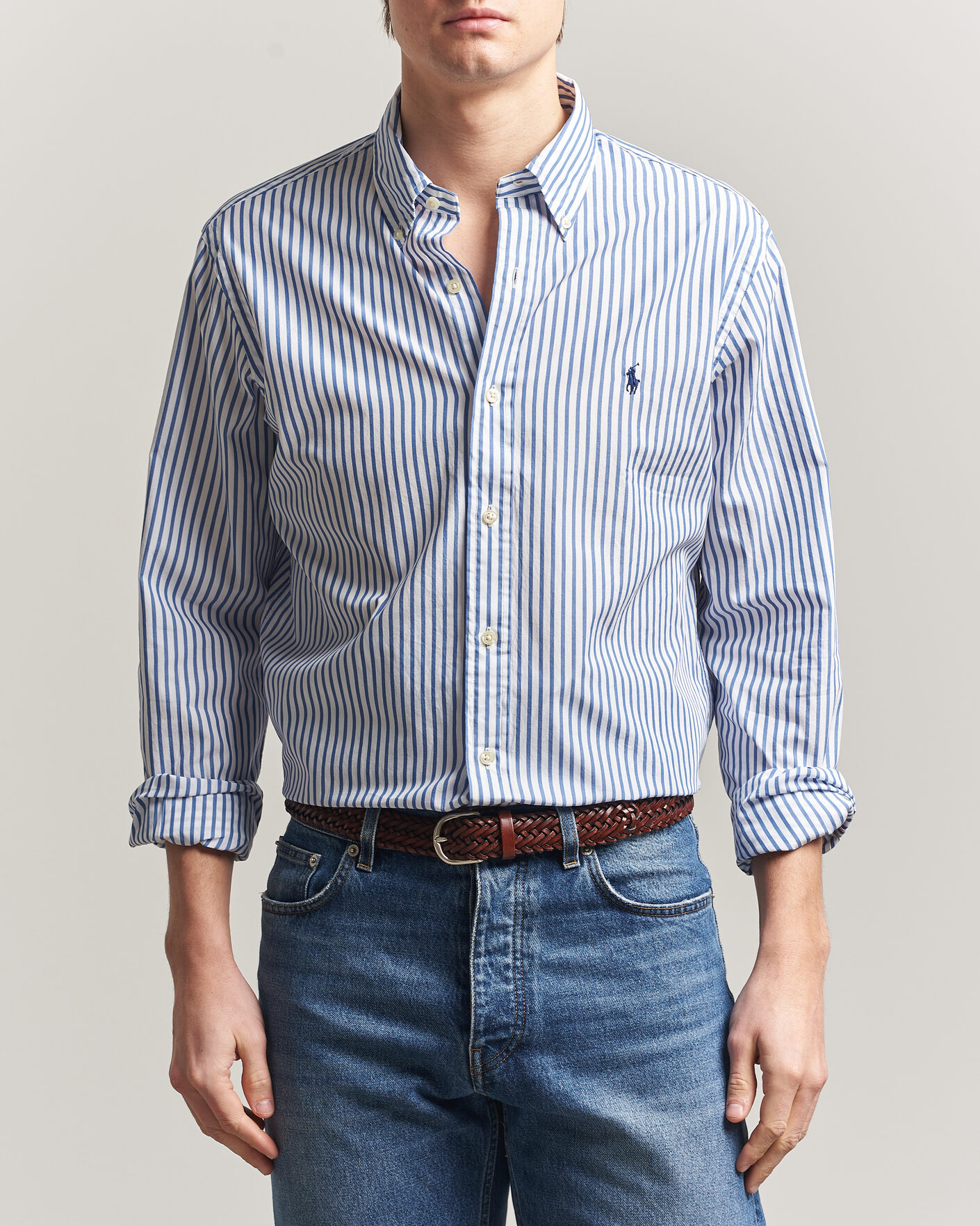 Herr | Skjortor | Polo Ralph Lauren | Custom Fit Poplin Striped Shirt Blue