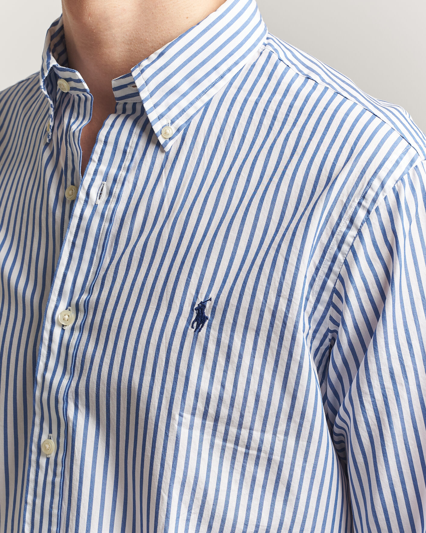 Herr | Skjortor | Polo Ralph Lauren | Custom Fit Poplin Striped Shirt Blue