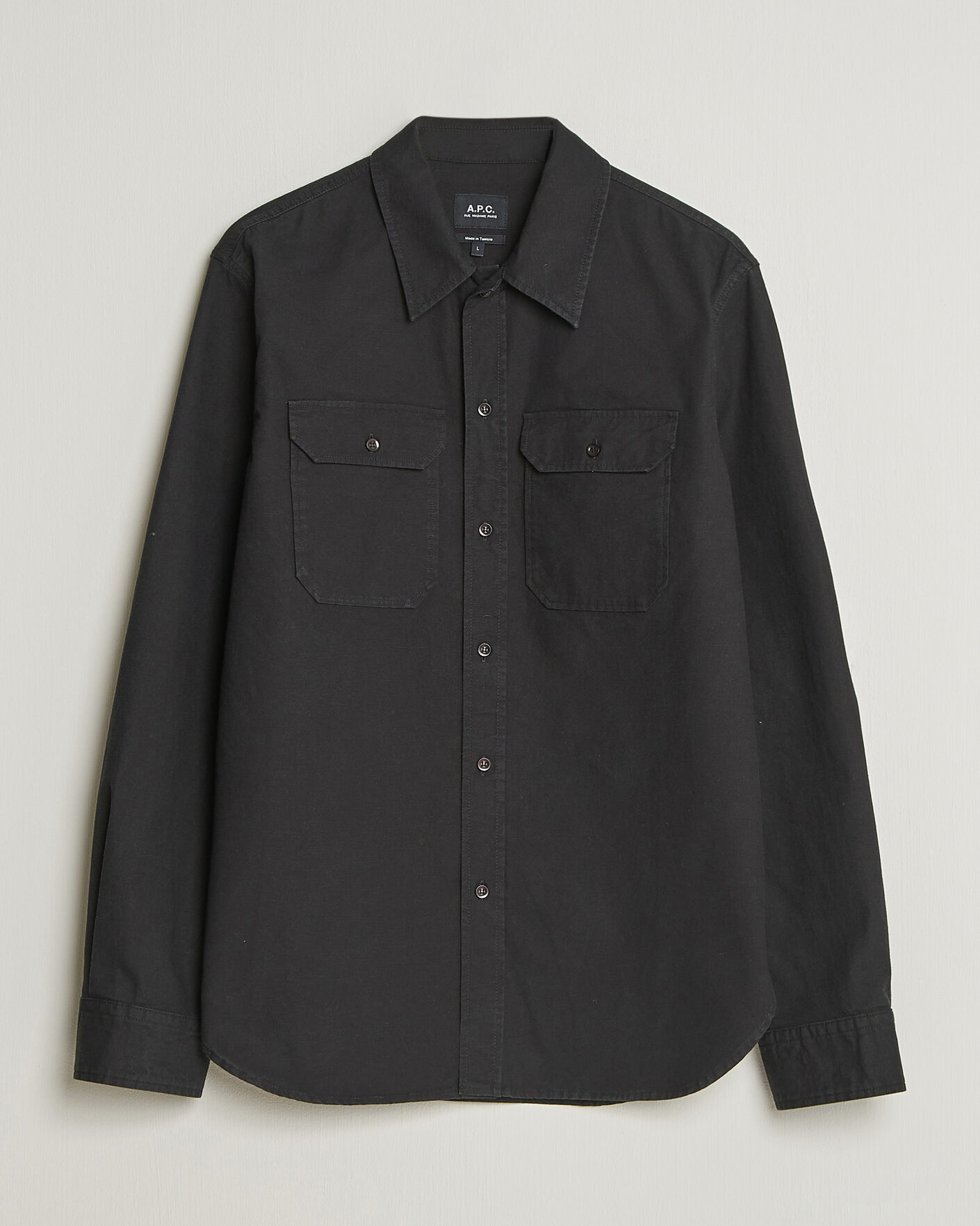 Herr | Skjortor | A.P.C. | Safari Cotton/Linen Overshirt Faded Black