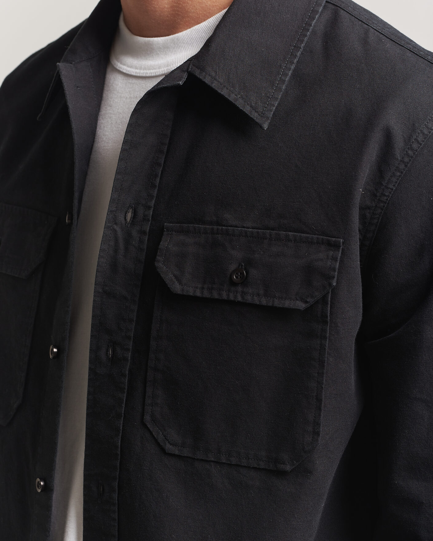 Herr | Skjortor | A.P.C. | Safari Cotton/Linen Overshirt Faded Black