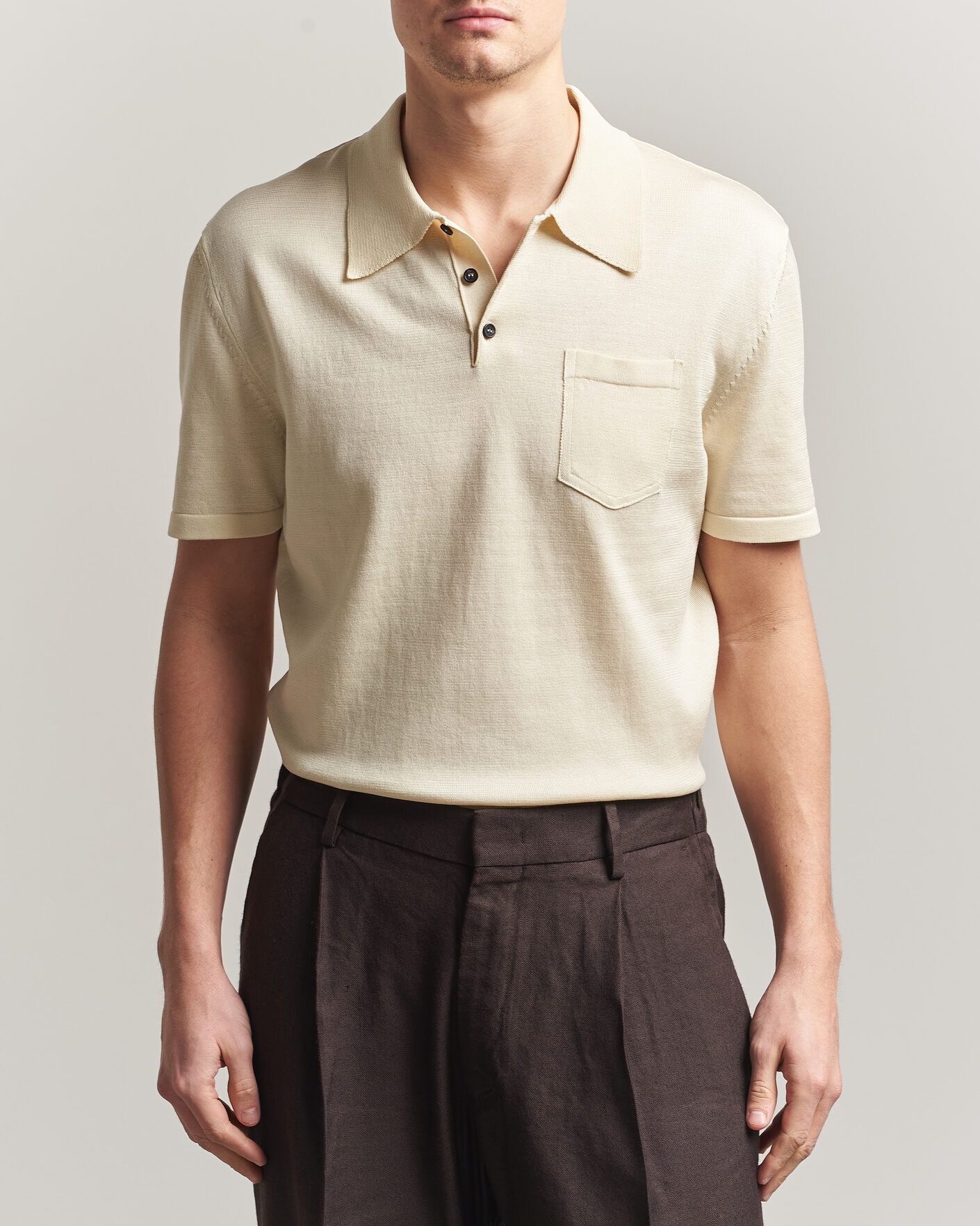 Herr | Pikéer | A.P.C. | Colin Knitted Polo Ecru