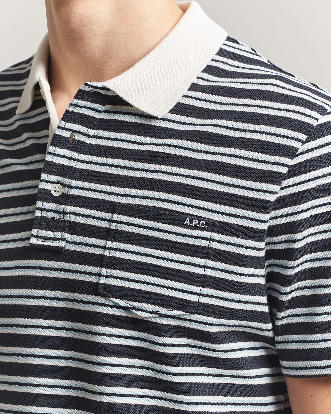 Herr | Pikéer | A.P.C. | Oscar Striped Polo Dark Navy
