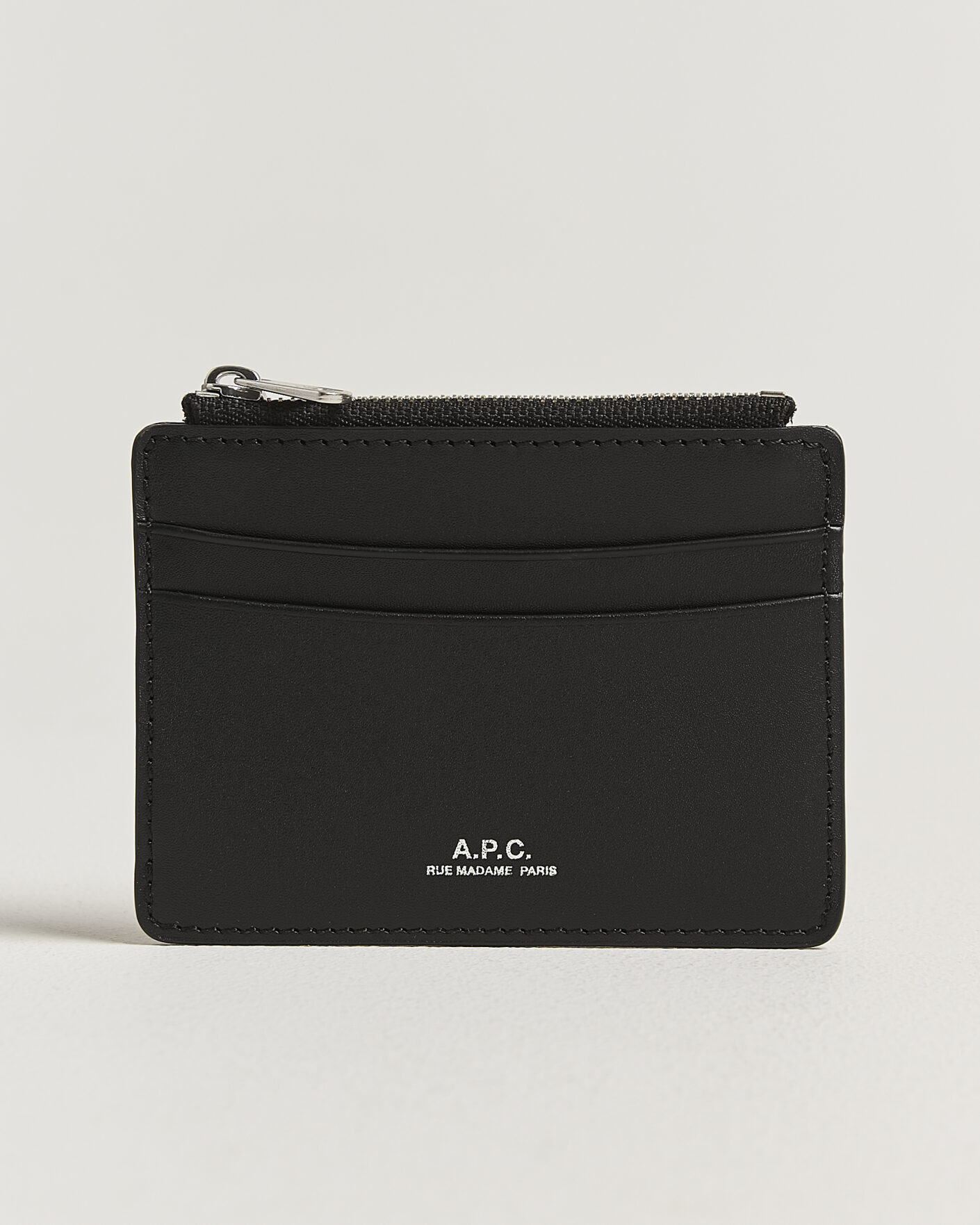 Herr | Plånböcker | A.P.C. | Zip Calf Leather Card Holder Black