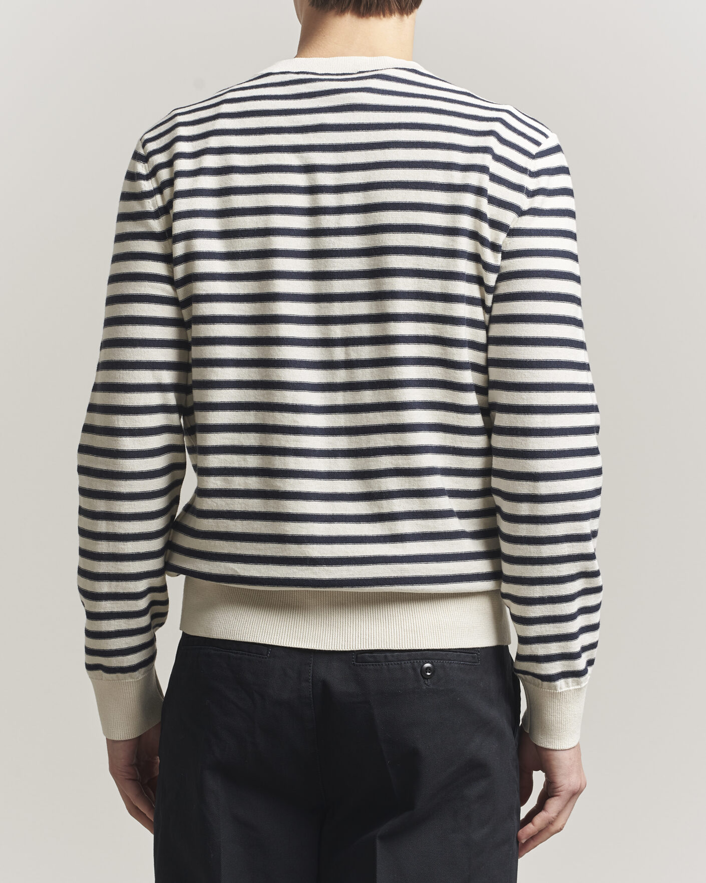 Herr | Tröjor | A.P.C. | Paul Striped Knitted Sweater Ecru/Dark Navy