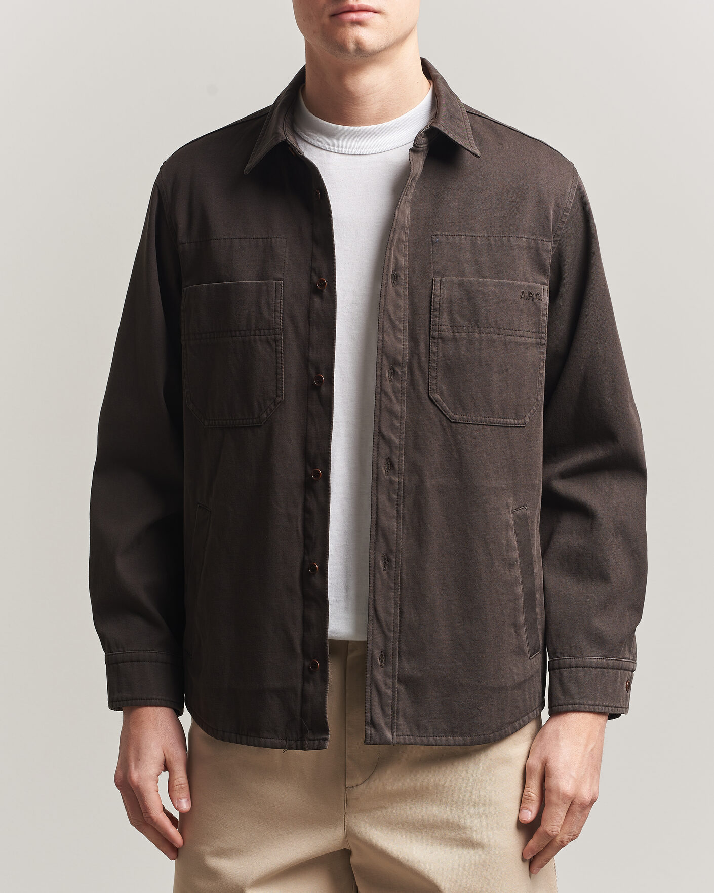 Herr | Skjortor | A.P.C. | Noah Cotton Overshirt Dark Brown