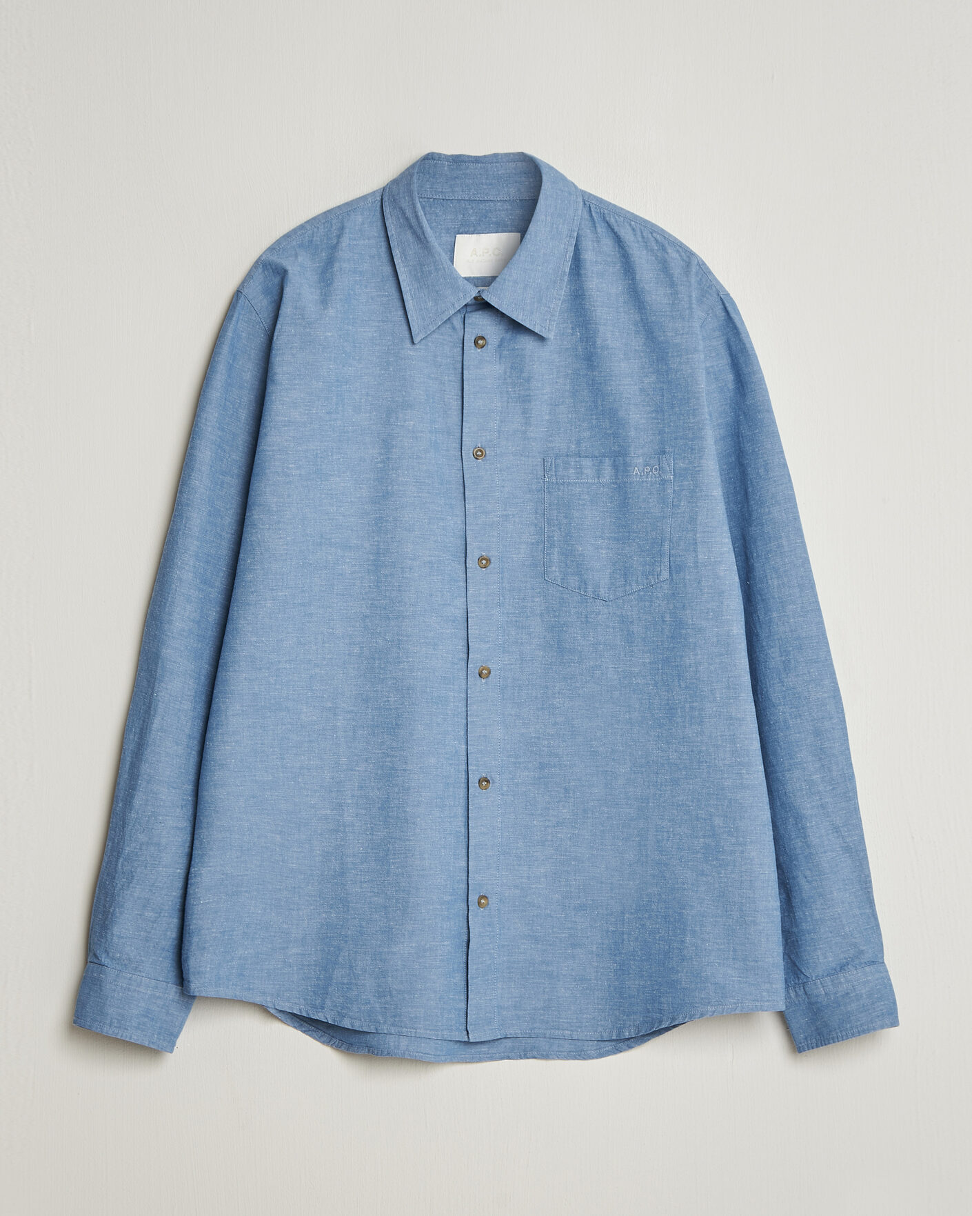 Herr | Skjortor | A.P.C. | Harris Cotton/Linen Shirt Blue
