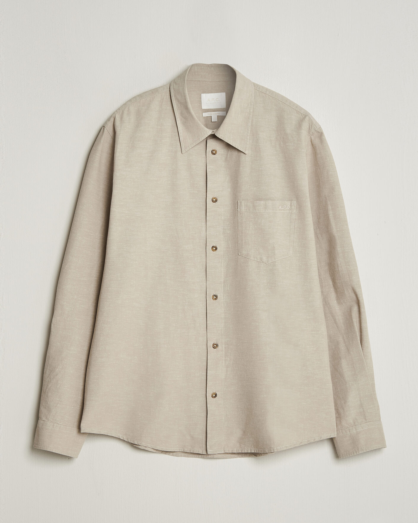 Herr | Skjortor | A.P.C. | Harris Cotton/Linen Shirt Sage Green